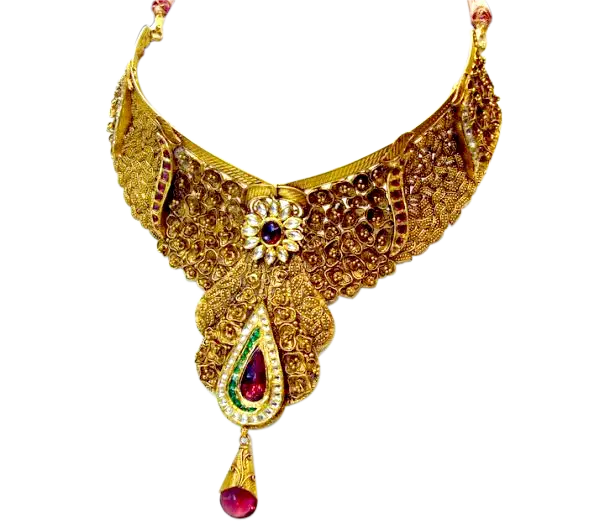 Golden Gem-Studded Necklace Illustration