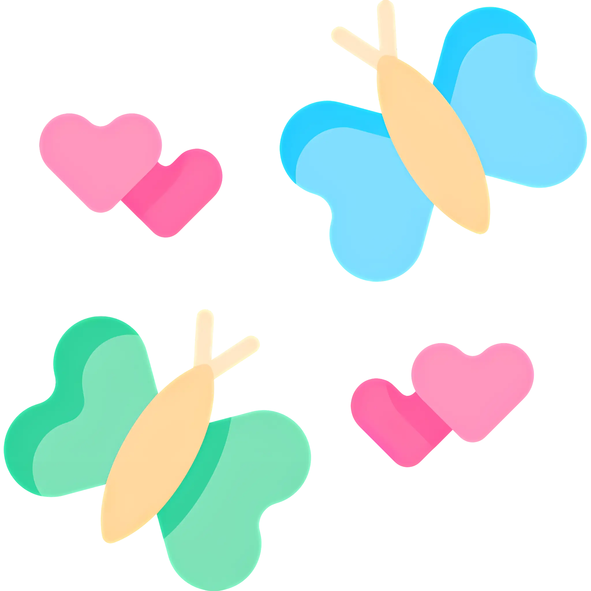 Cute Butterflies and Hearts