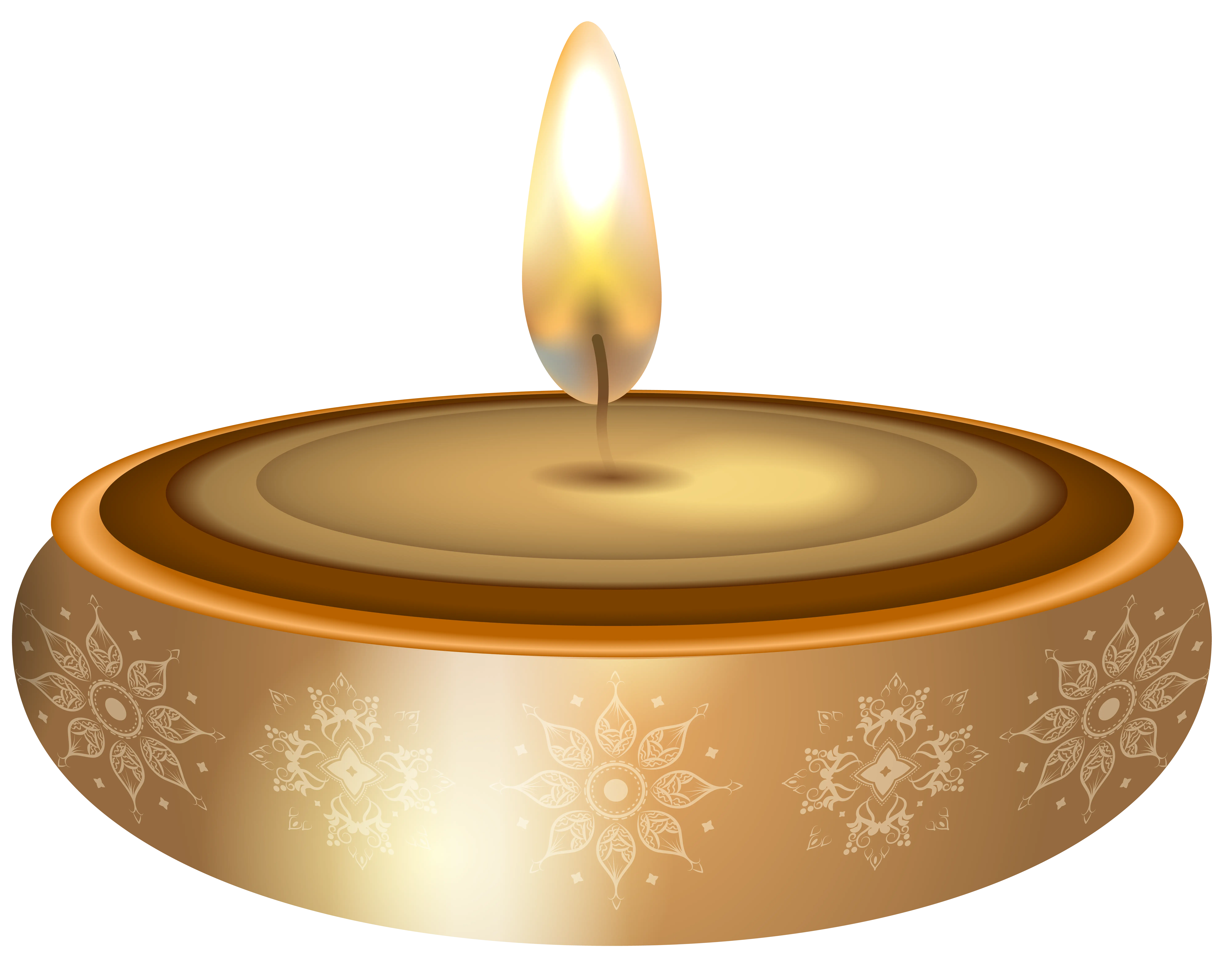 Golden Candle with Decorative Patterns