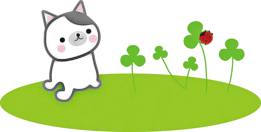Cute Cartoon Cat with Ladybug