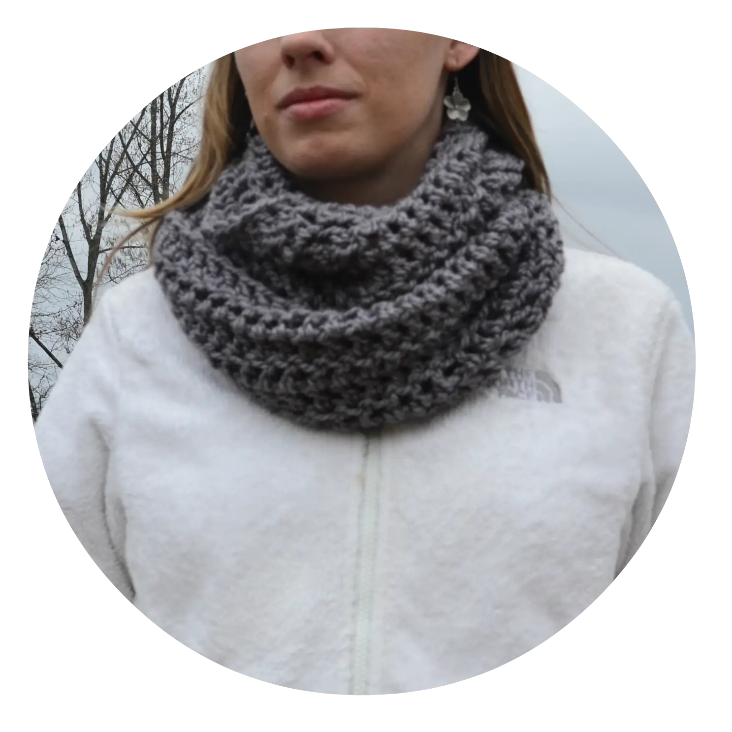 Knitted Gray Scarf for Winter