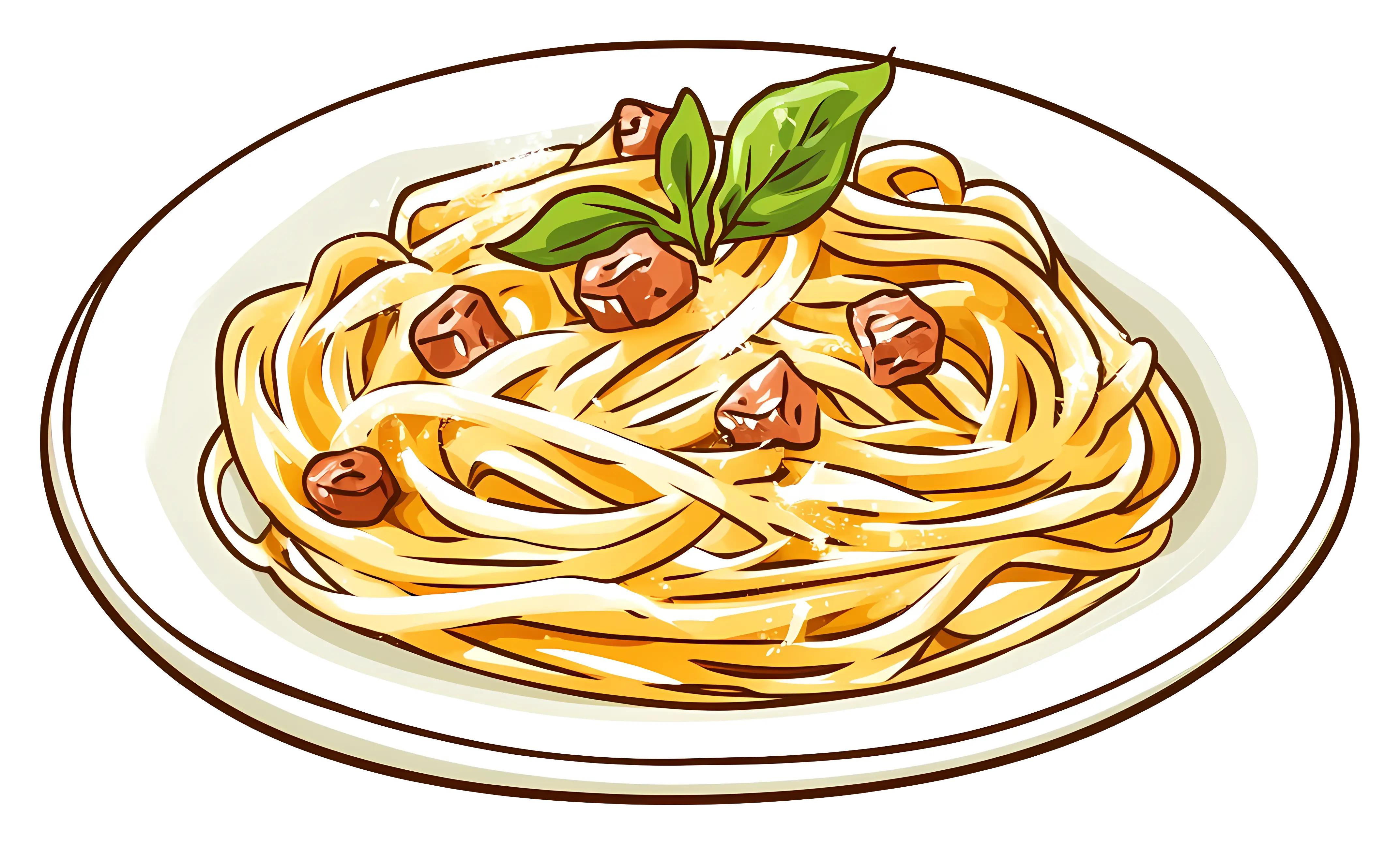 Illustration of a Plate of Spaghetti