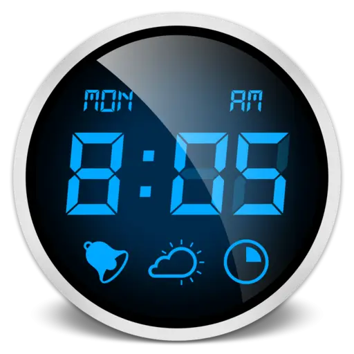 Black Digital Clock with Blue LED Display