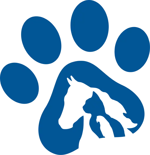 Blue Paw Print with Animal Silhouettes