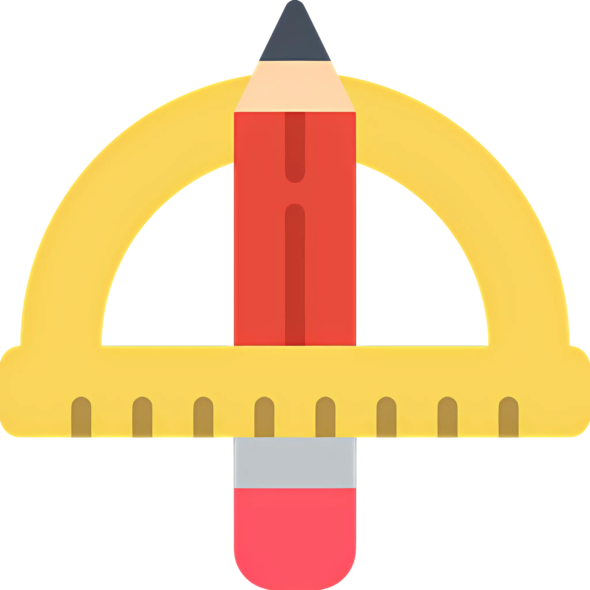 Pencil and Protractor Illustration for Education