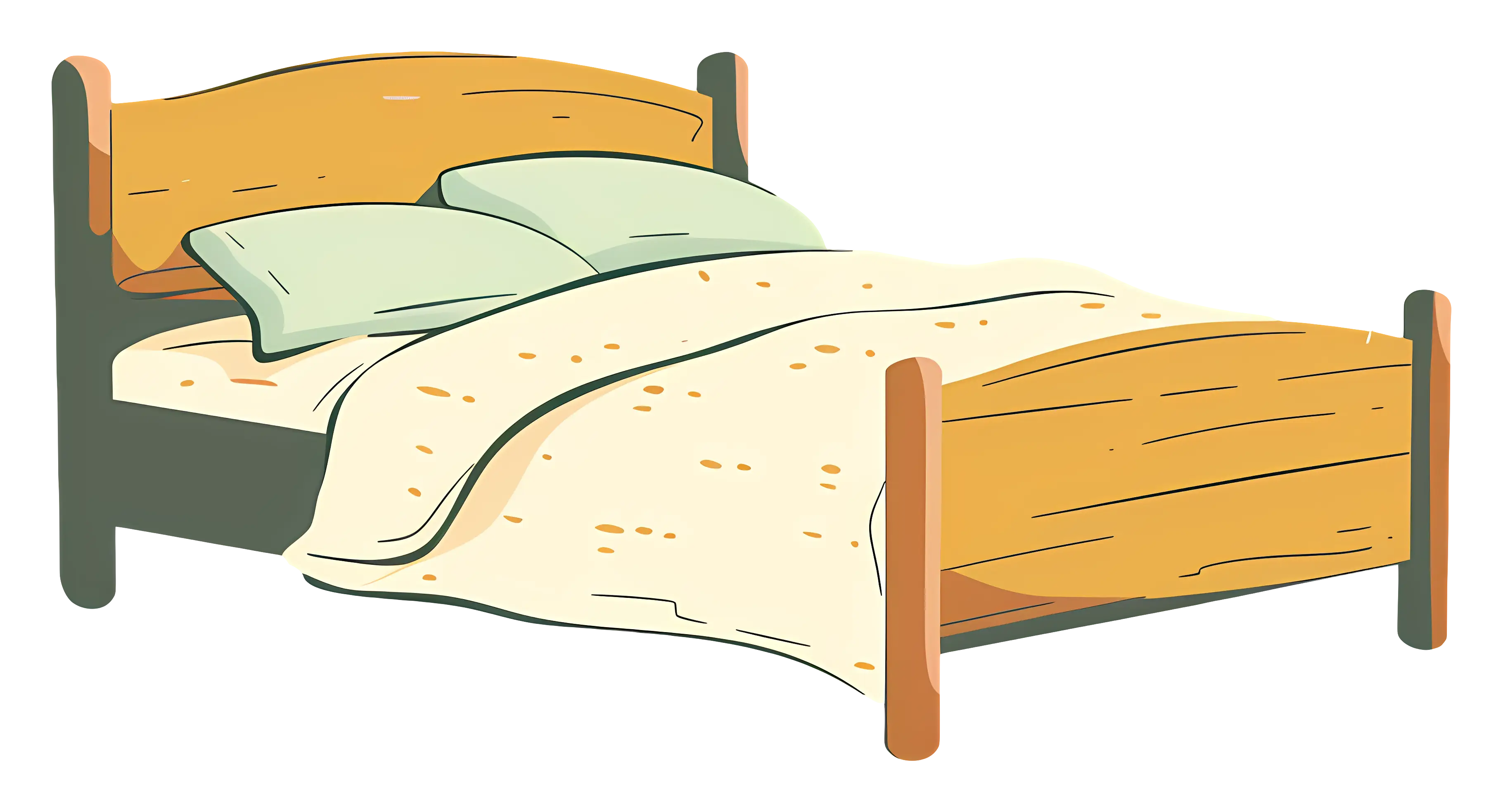 Cozy Wooden Bed Illustration