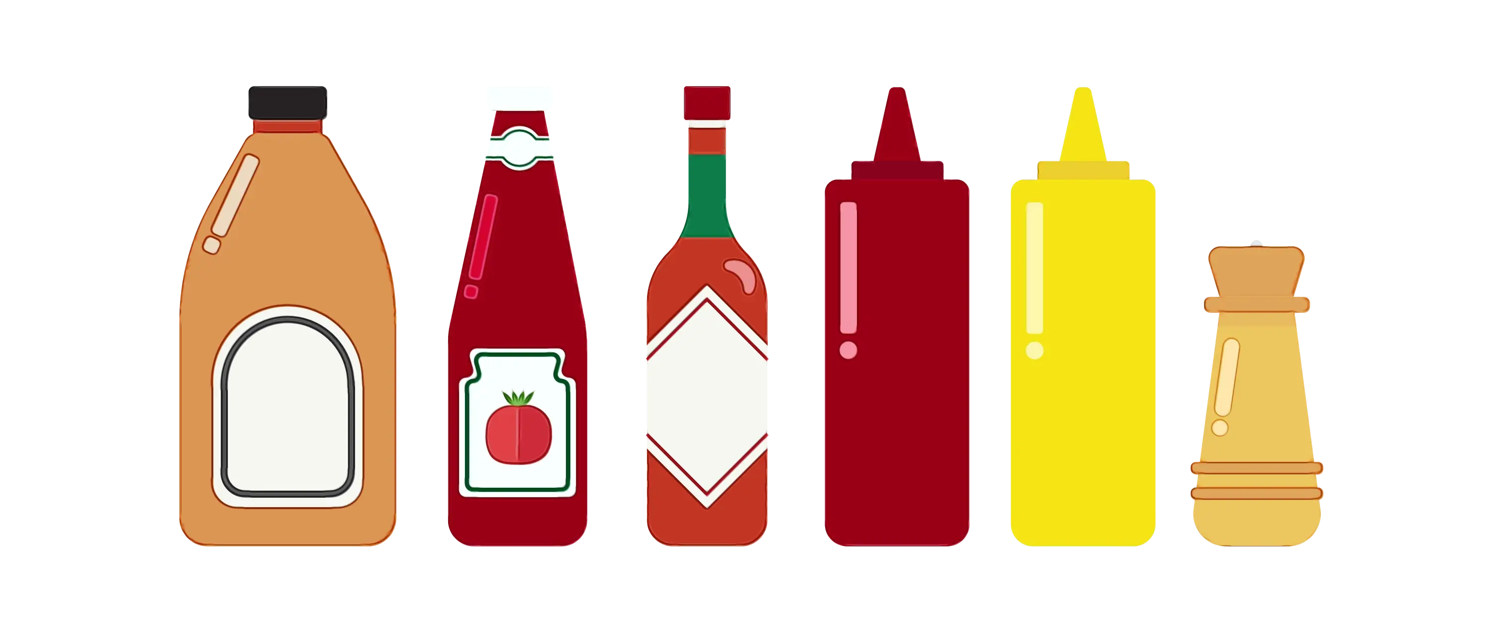 Various Condiments Bottles