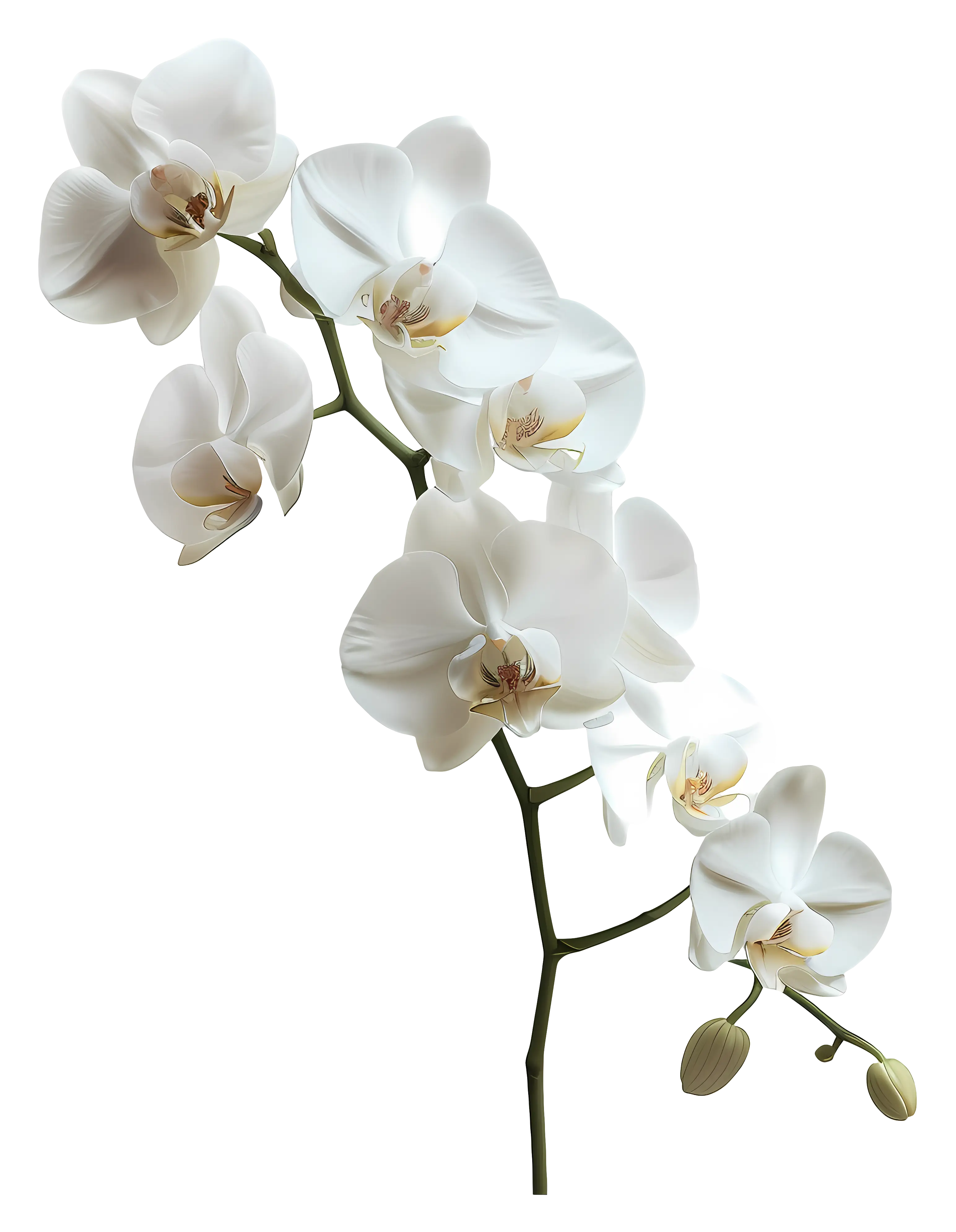 White Orchid Flower on a Stem