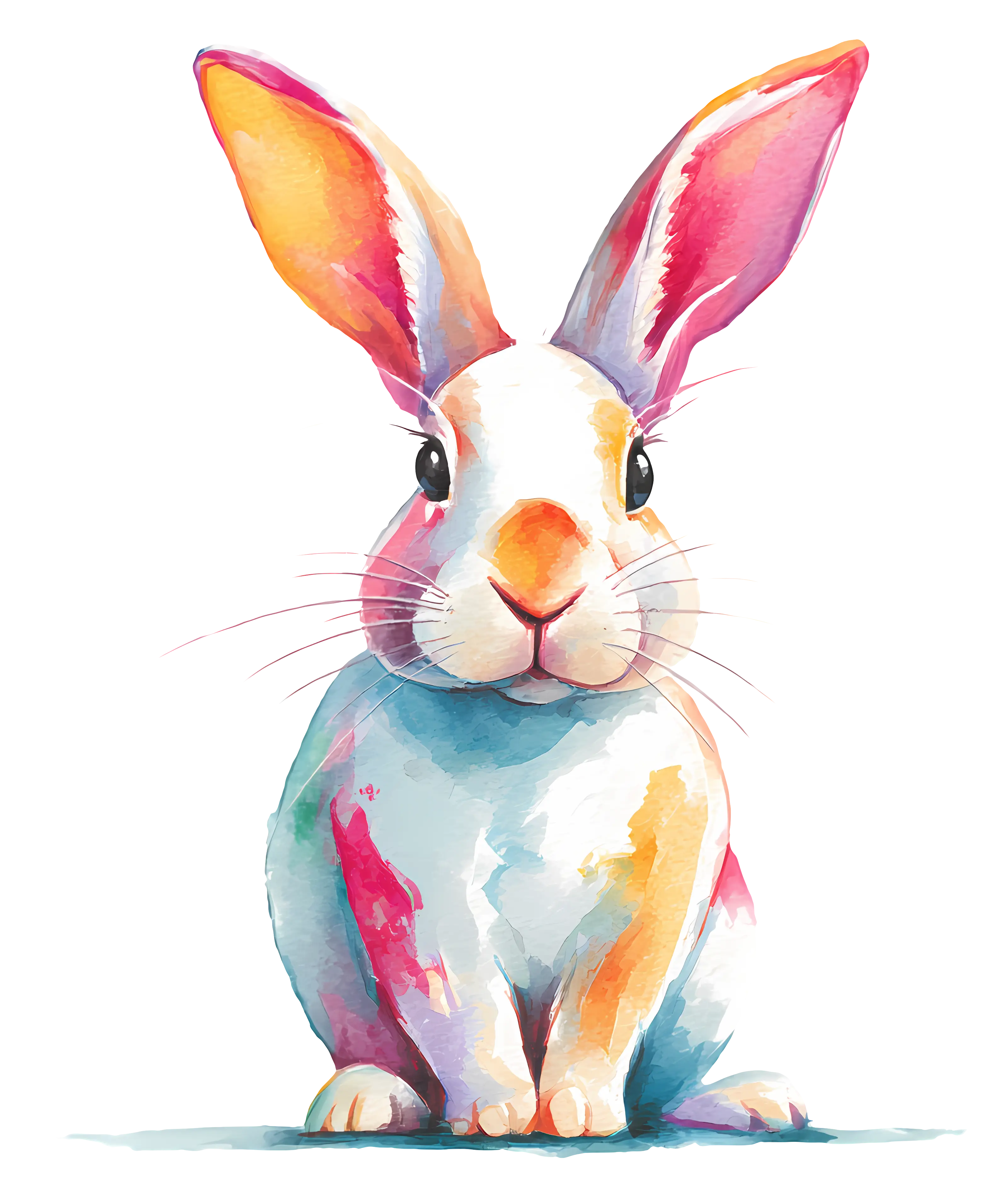 Colorful Watercolor Rabbit