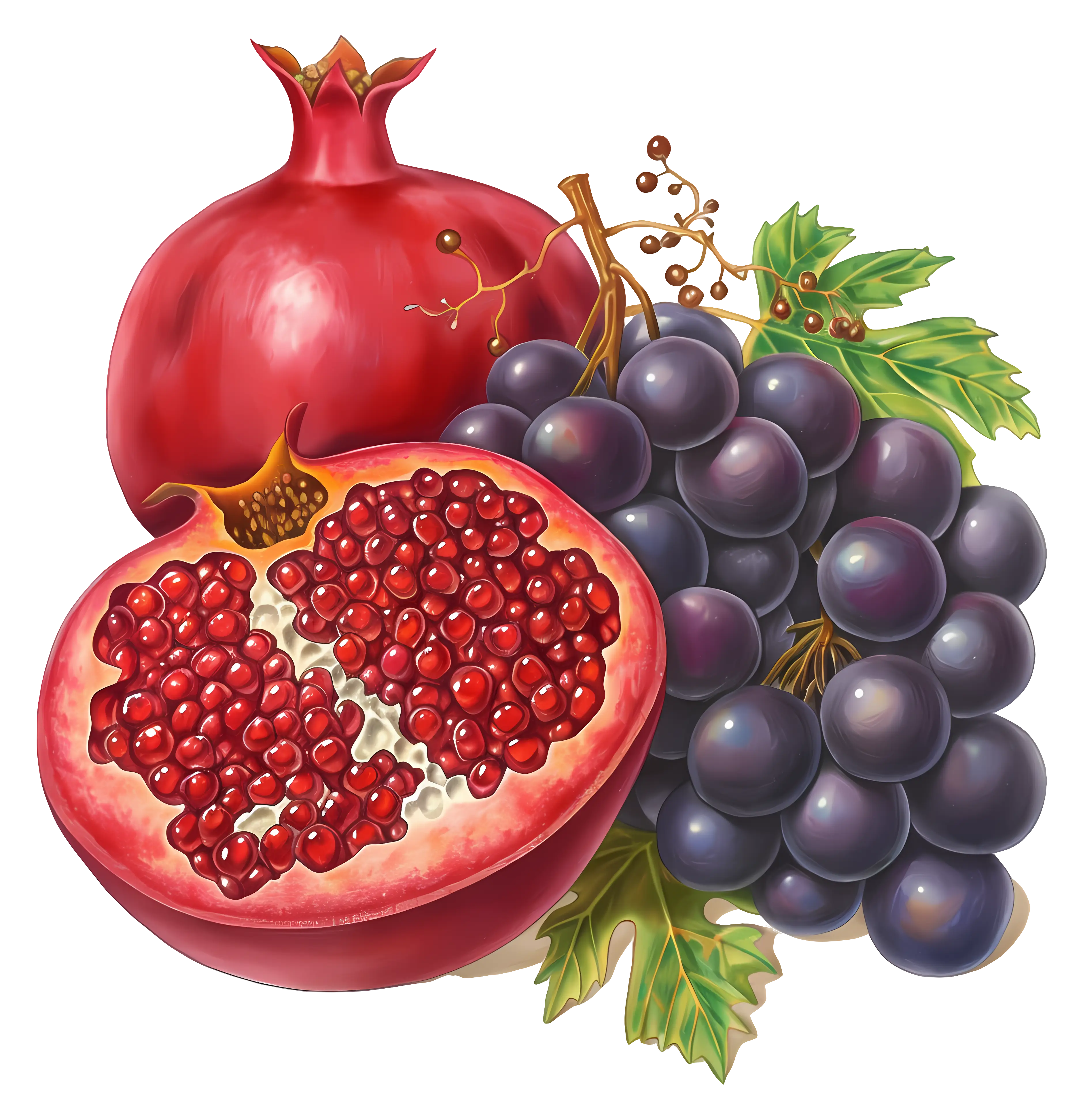 Pomegranate and Grapes