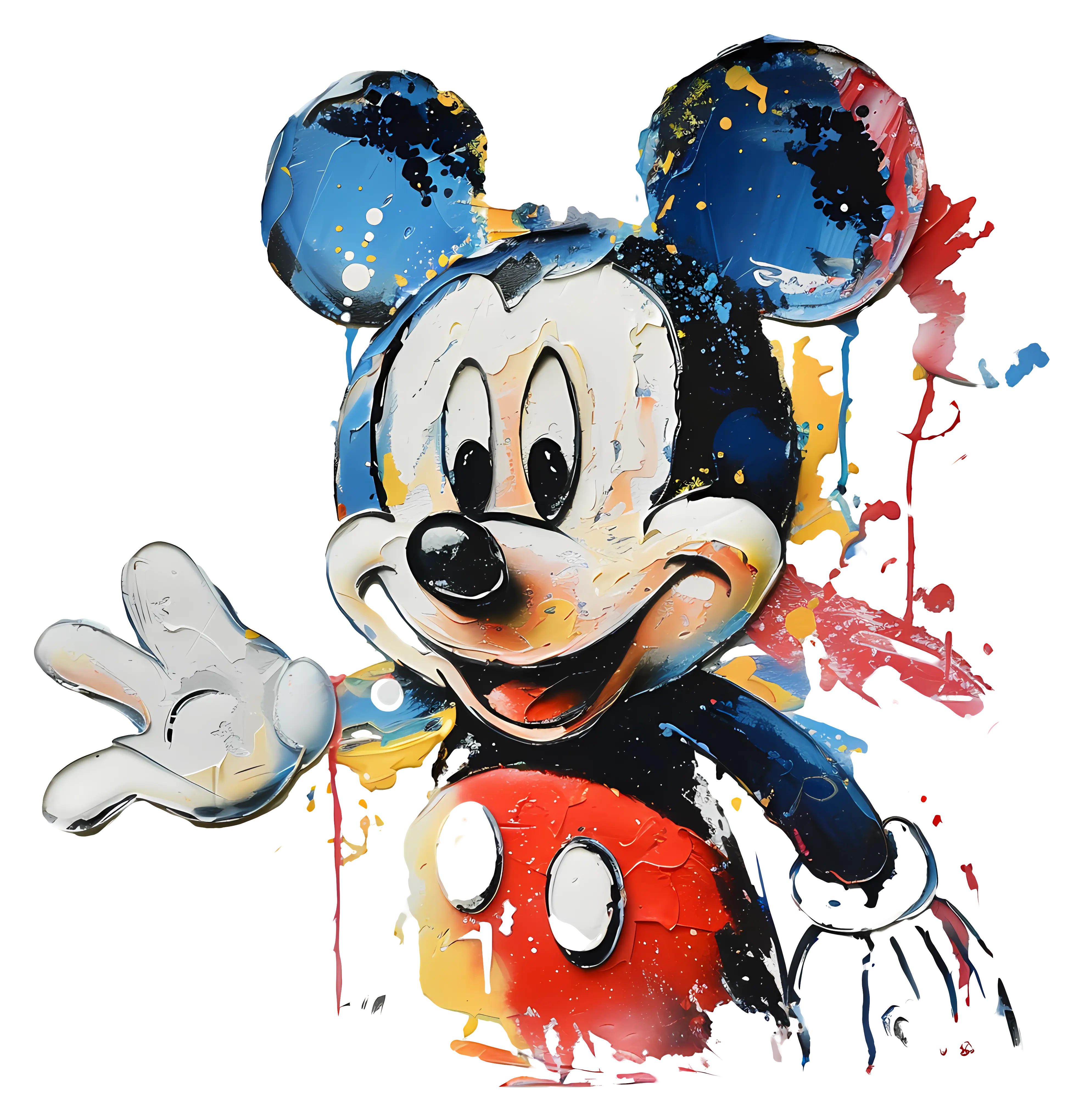 Cartoon Character with Vibrant Paint Effect