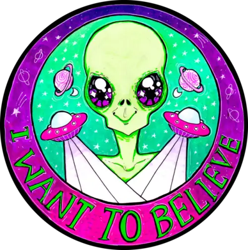 Cute Alien with UFOs