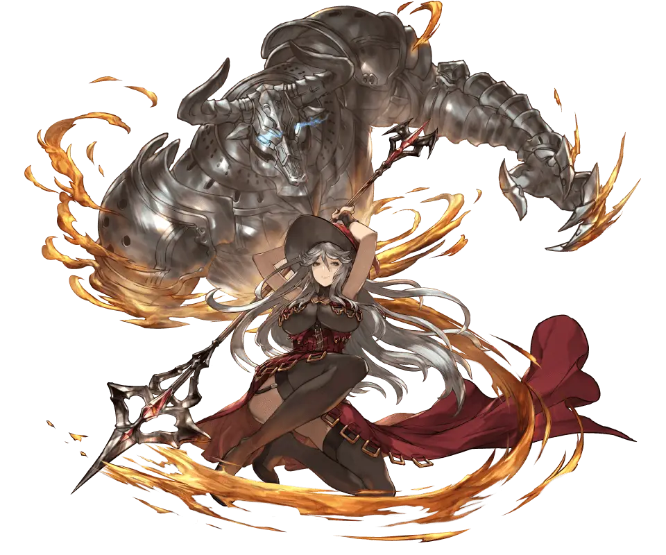 Female Warrior with Fiery Creature