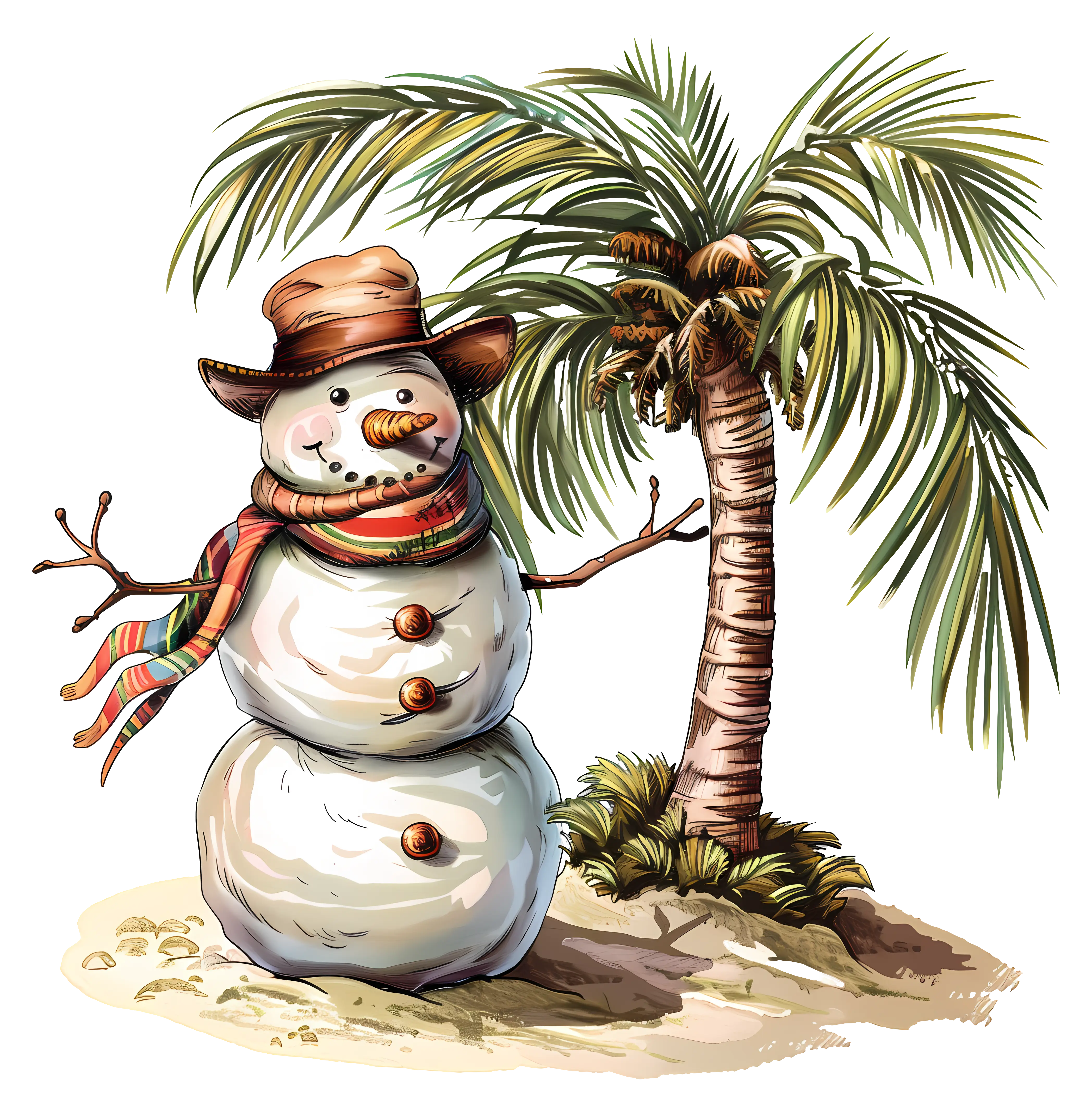 Tropical Snowman and Palm Tree