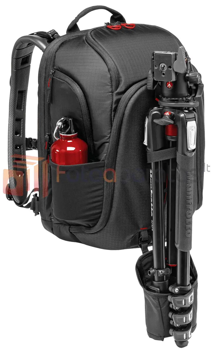 Black Camera Backpack with Tripod Attached