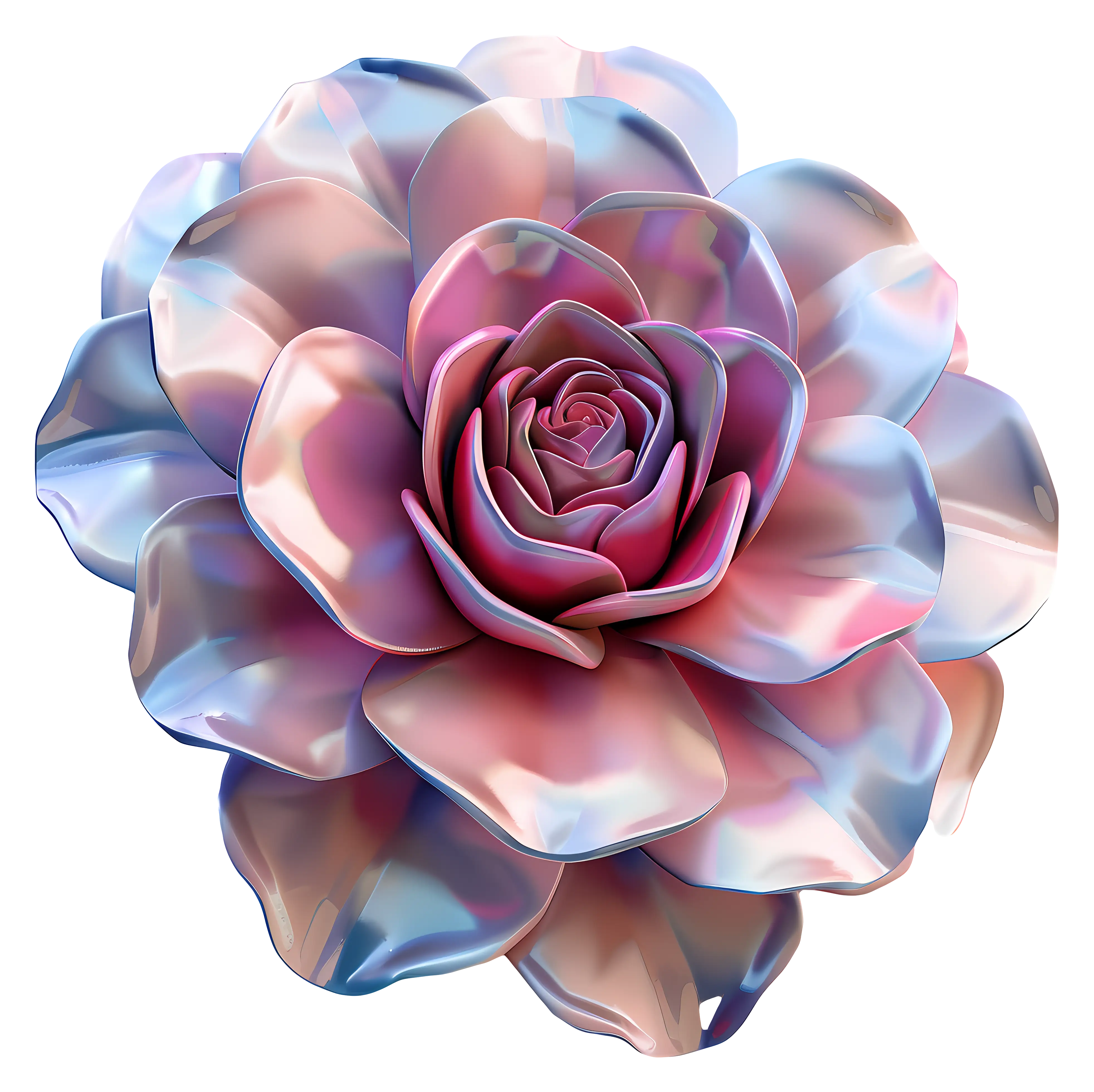 Elegant Iridescent 3D Flower Illustration