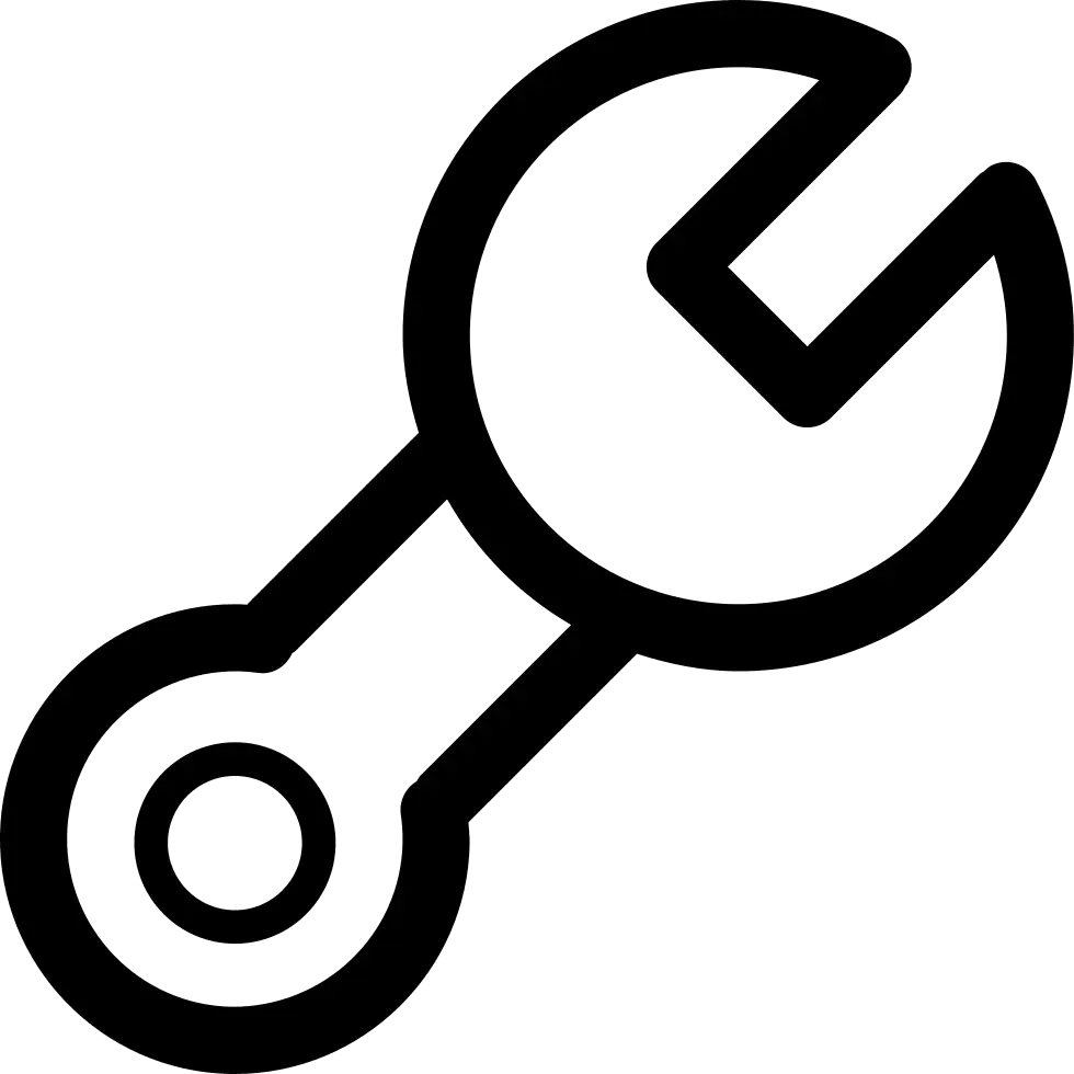 Illustrated Black Wrench Icon for Repair Tools