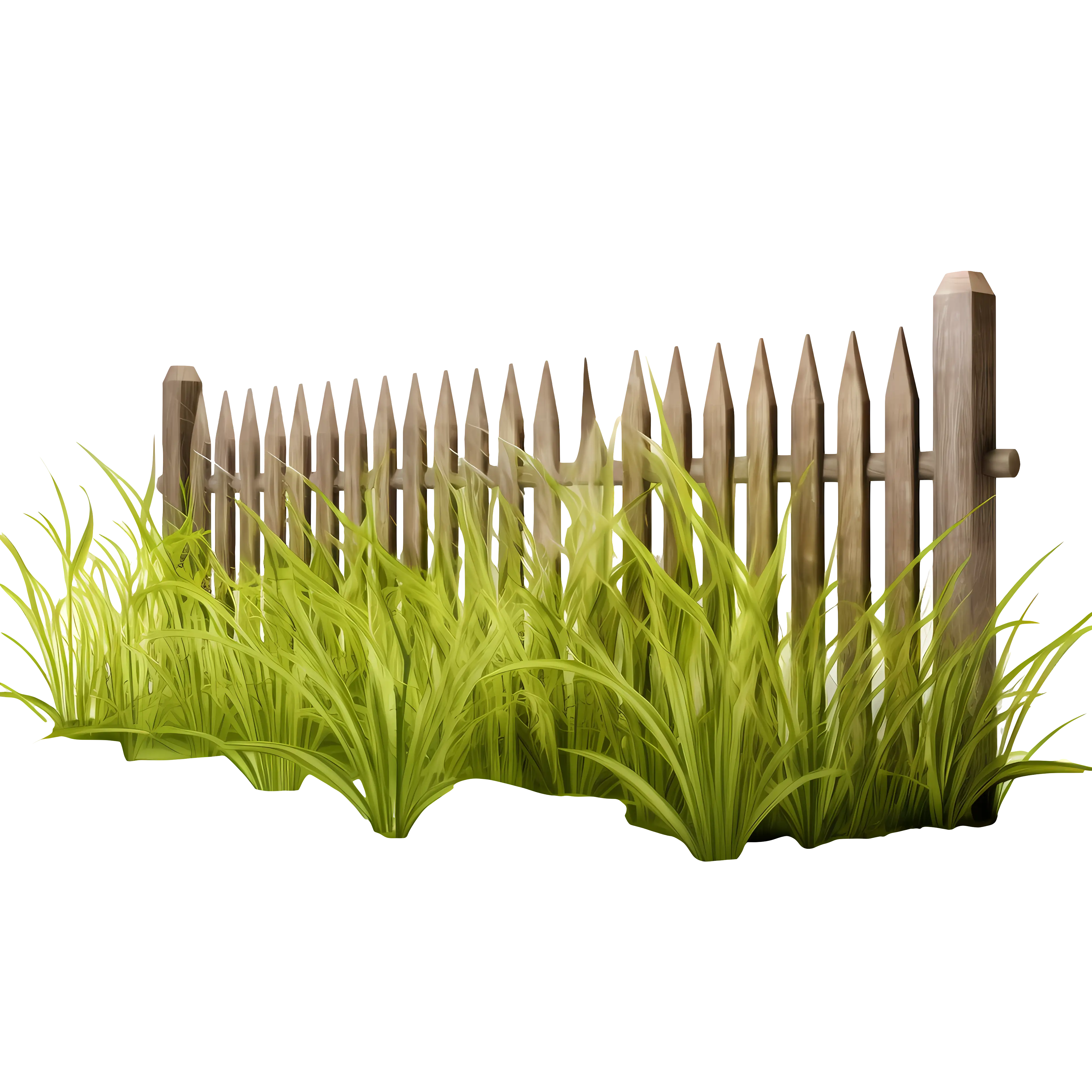 Wooden Fence with Grass