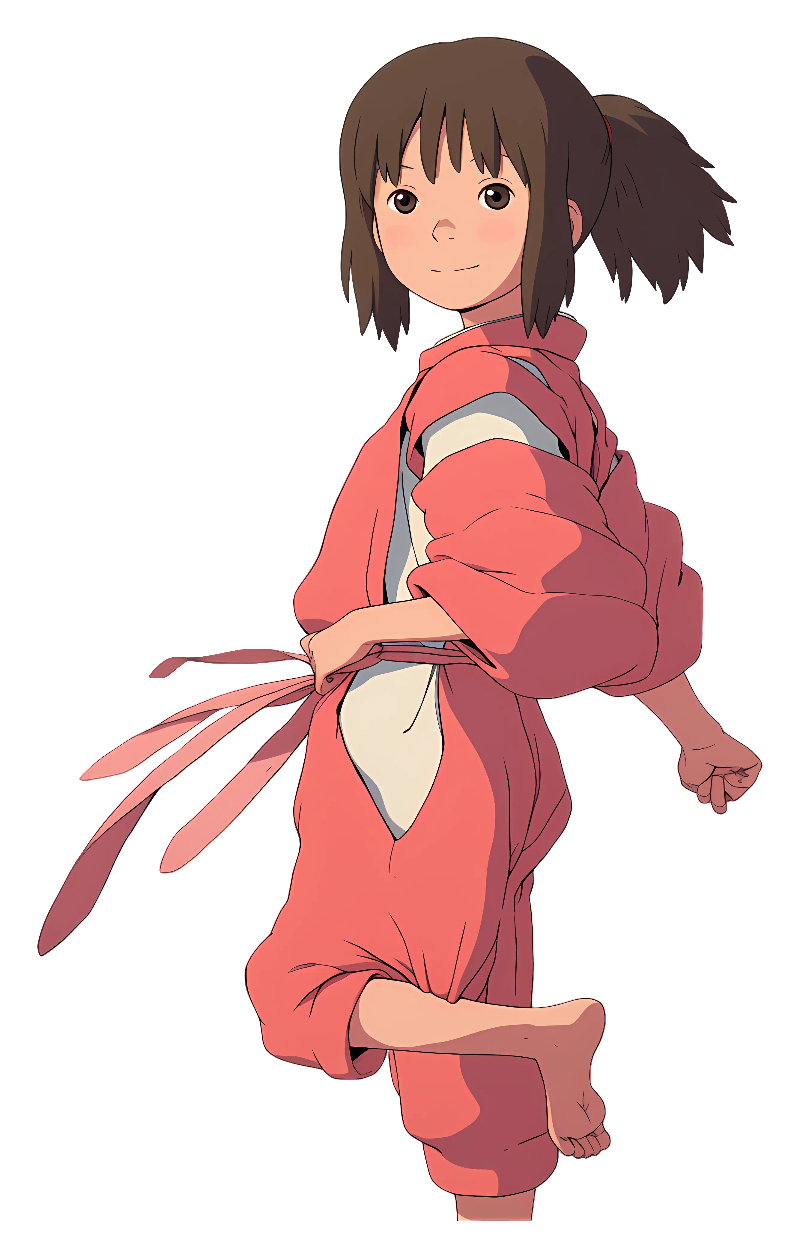 Anime Girl in Pink Outfit in Action Pose