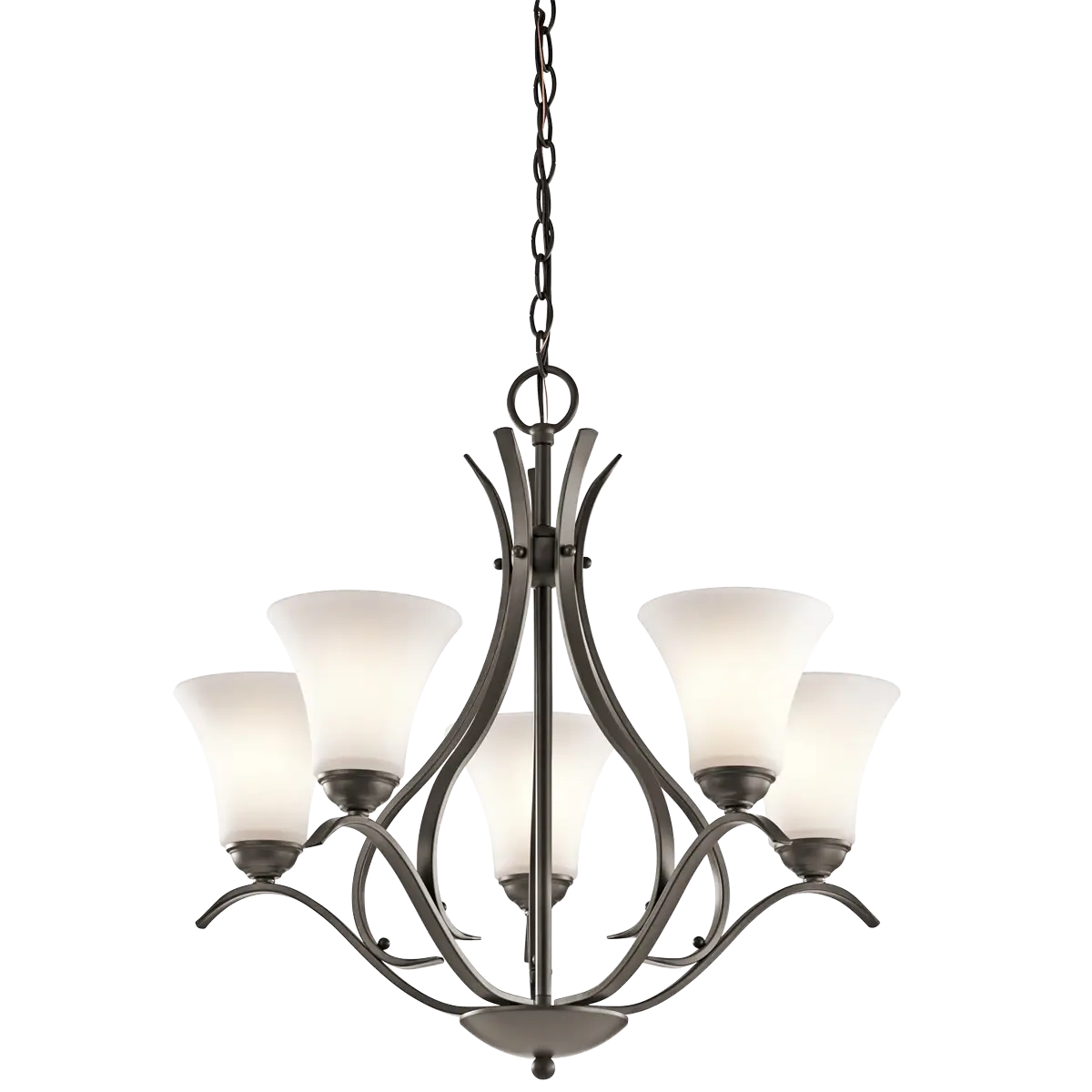Modern Chandelier with White Lampshades