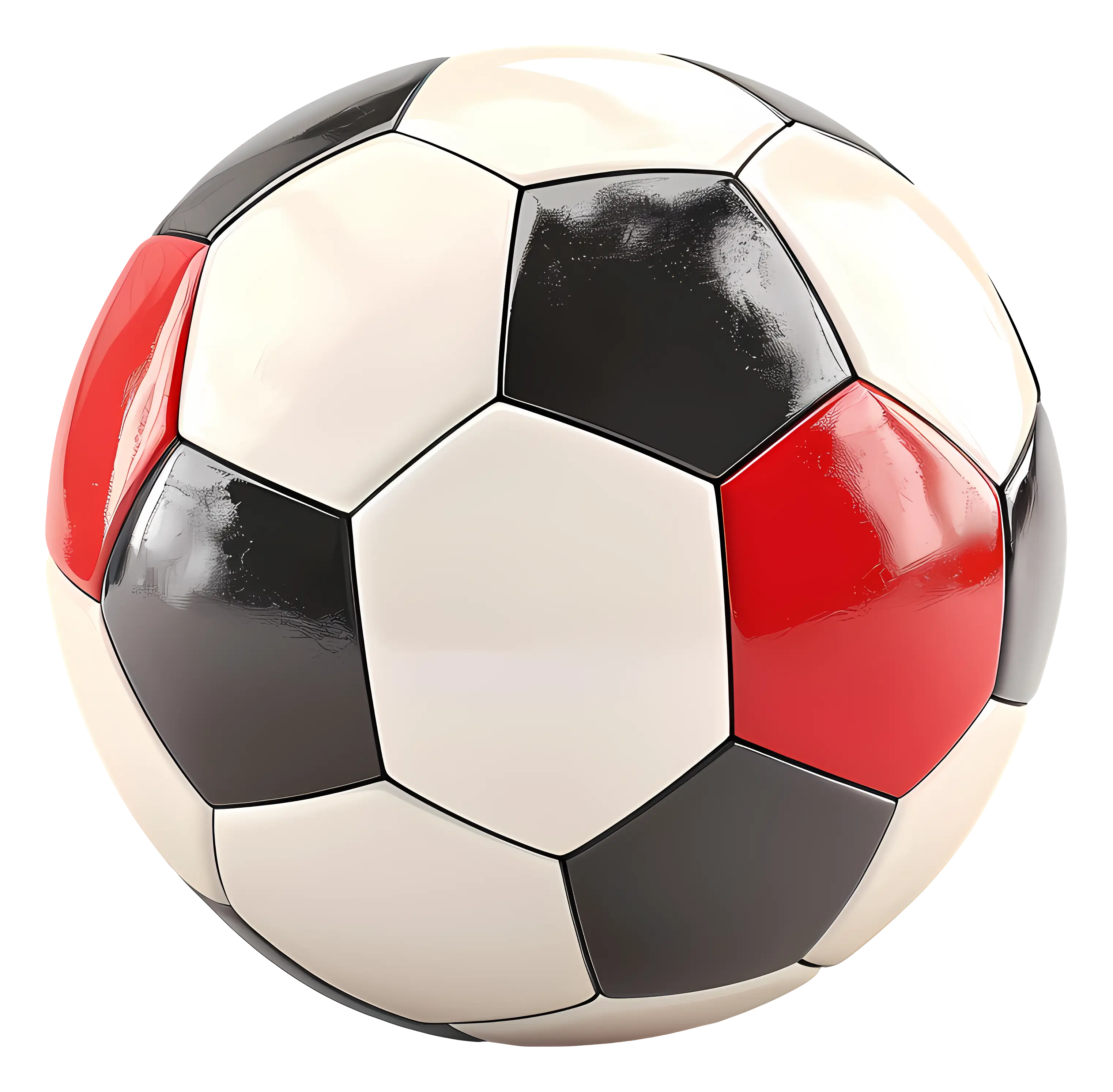 Soccer Ball with Unique Red and Black Patches