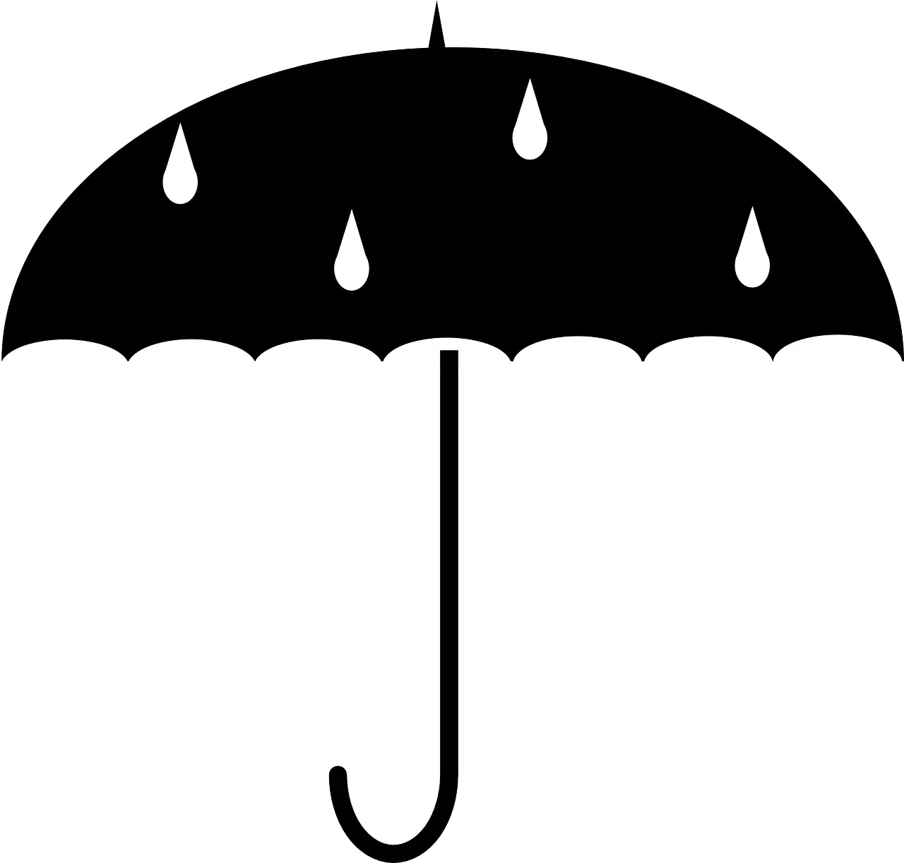 Black Umbrella Silhouette with Raindrops