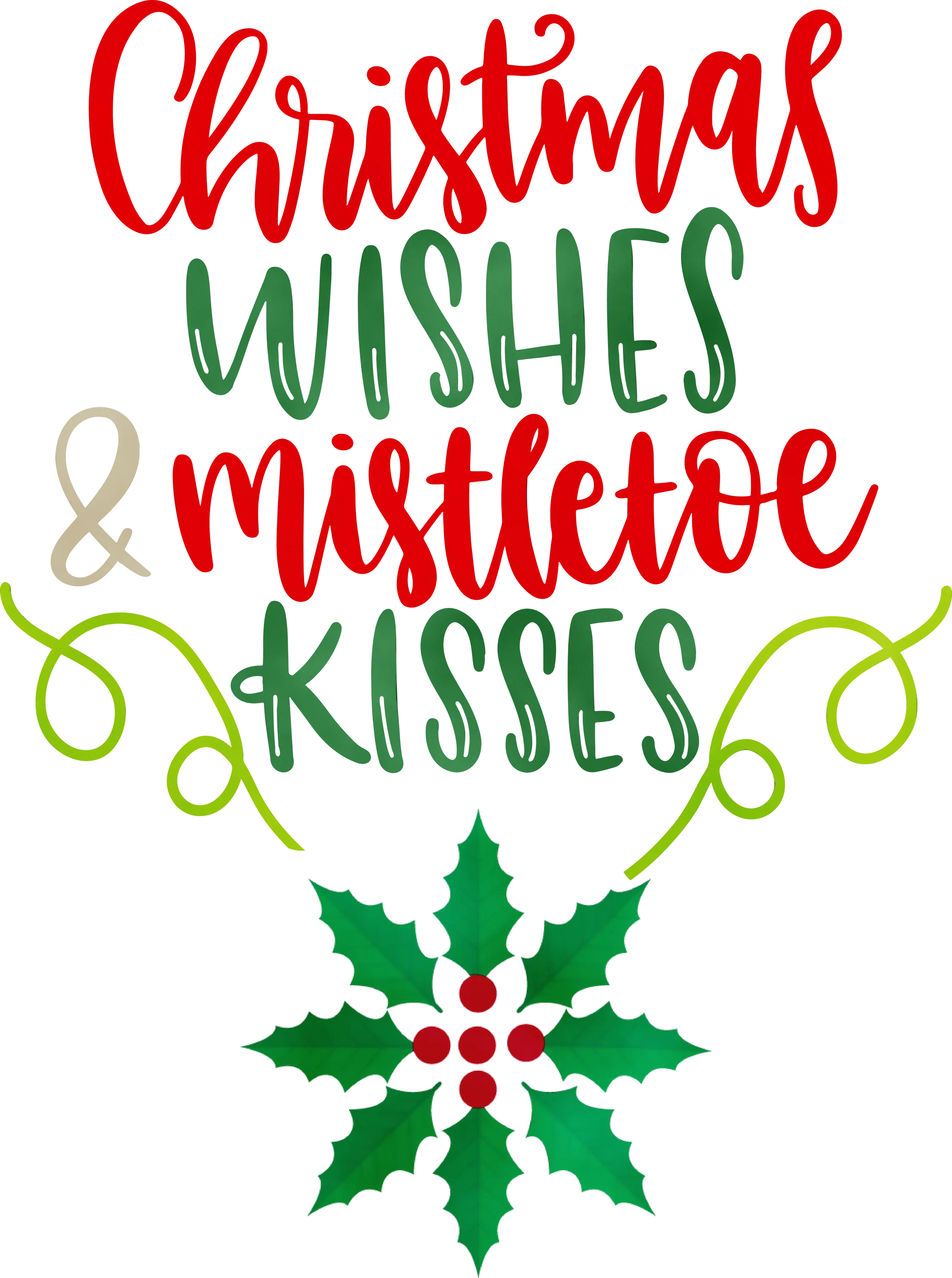 Christmas Wishes with Mistletoe and Festive Design