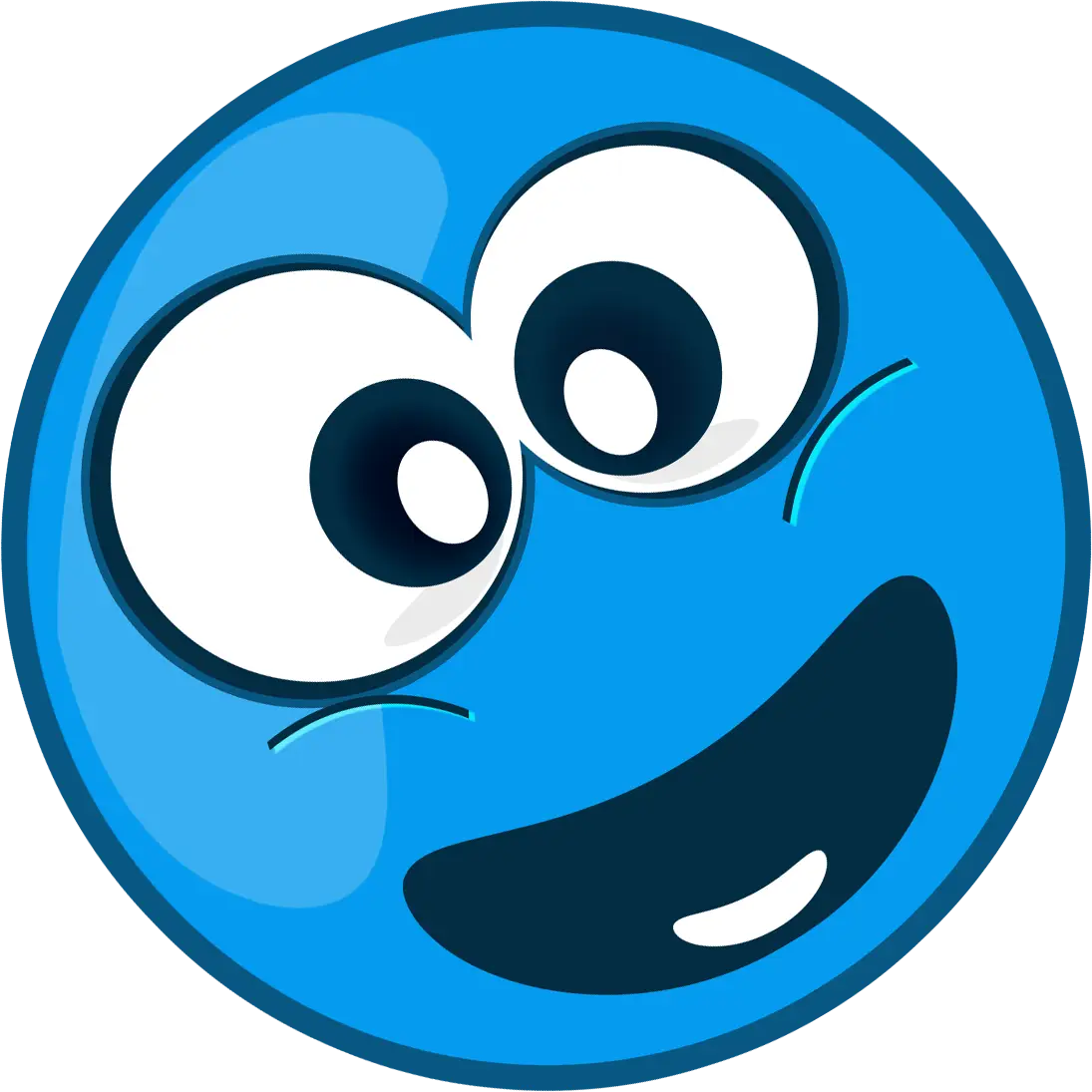 Smiling Blue Emoji Face with Happy Expression
