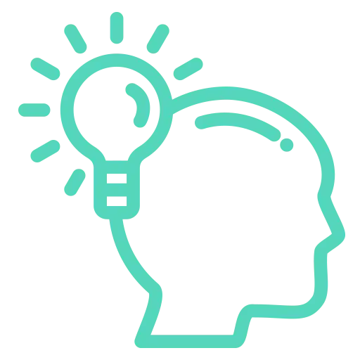 Light Bulb on Head Icon for Ideas
