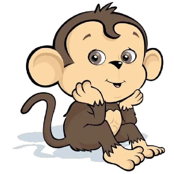 Cute Cartoon Sitting Monkey Illustration