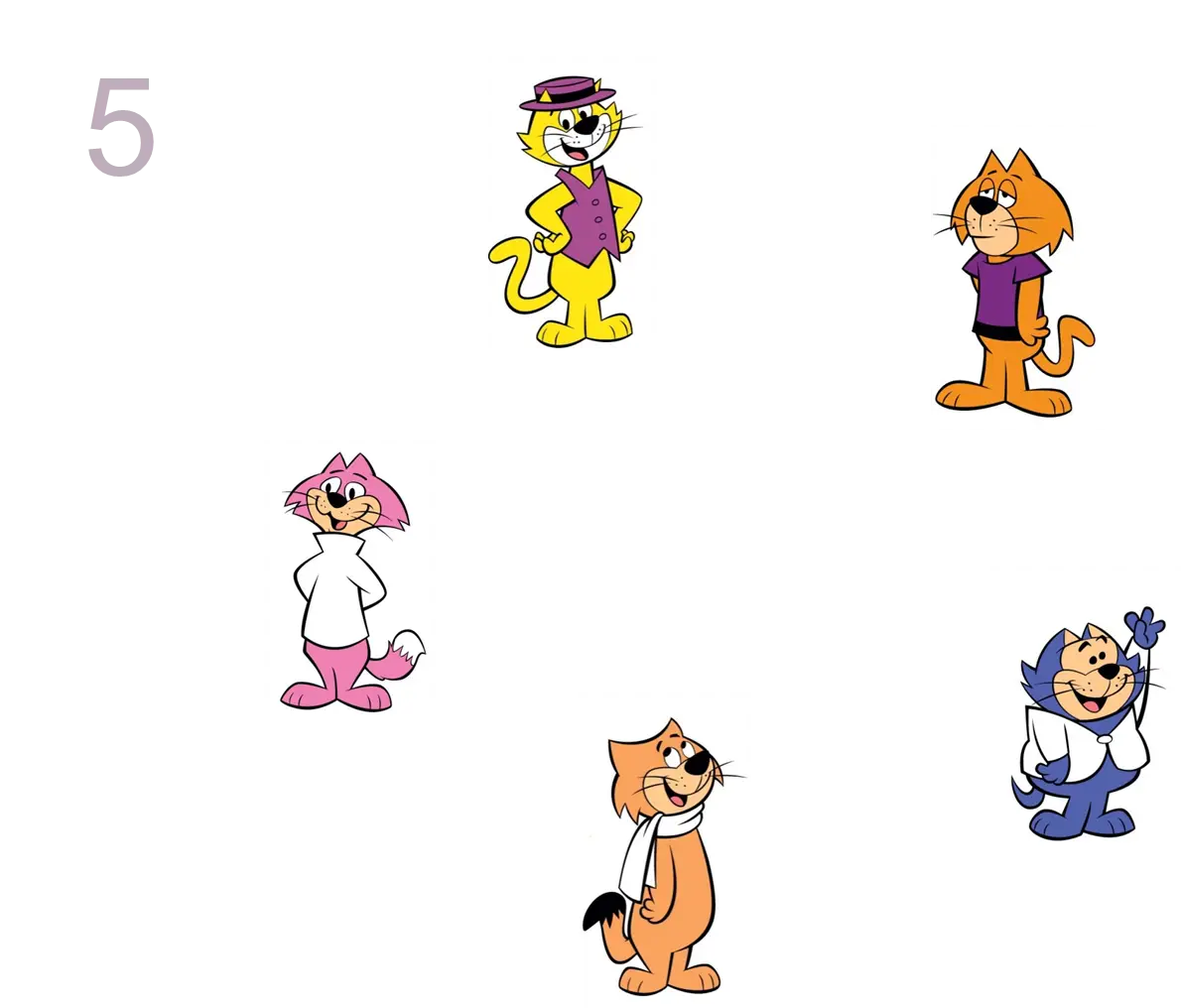 Group of Cartoon Cats