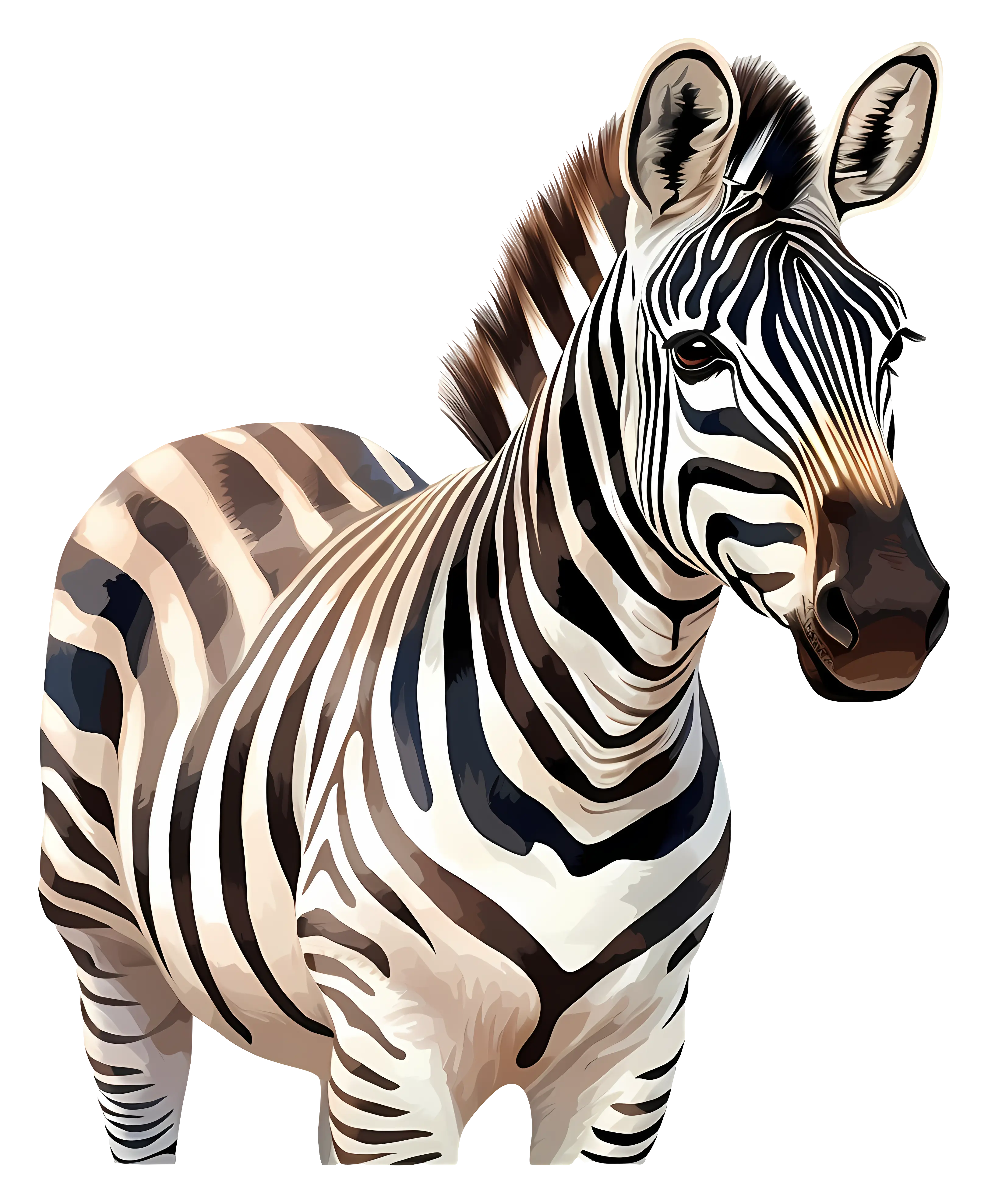 Realistic Zebra Illustration with Striking Stripes