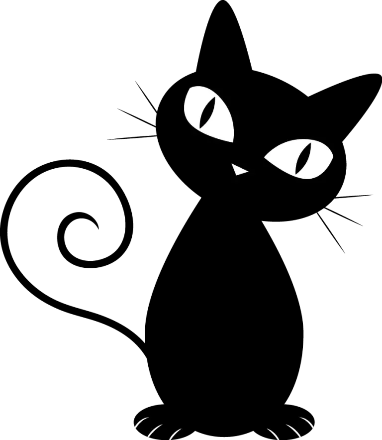 Cute Black Cat Cartoon Illustration