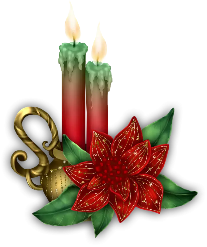 Christmas Candles with Poinsettia