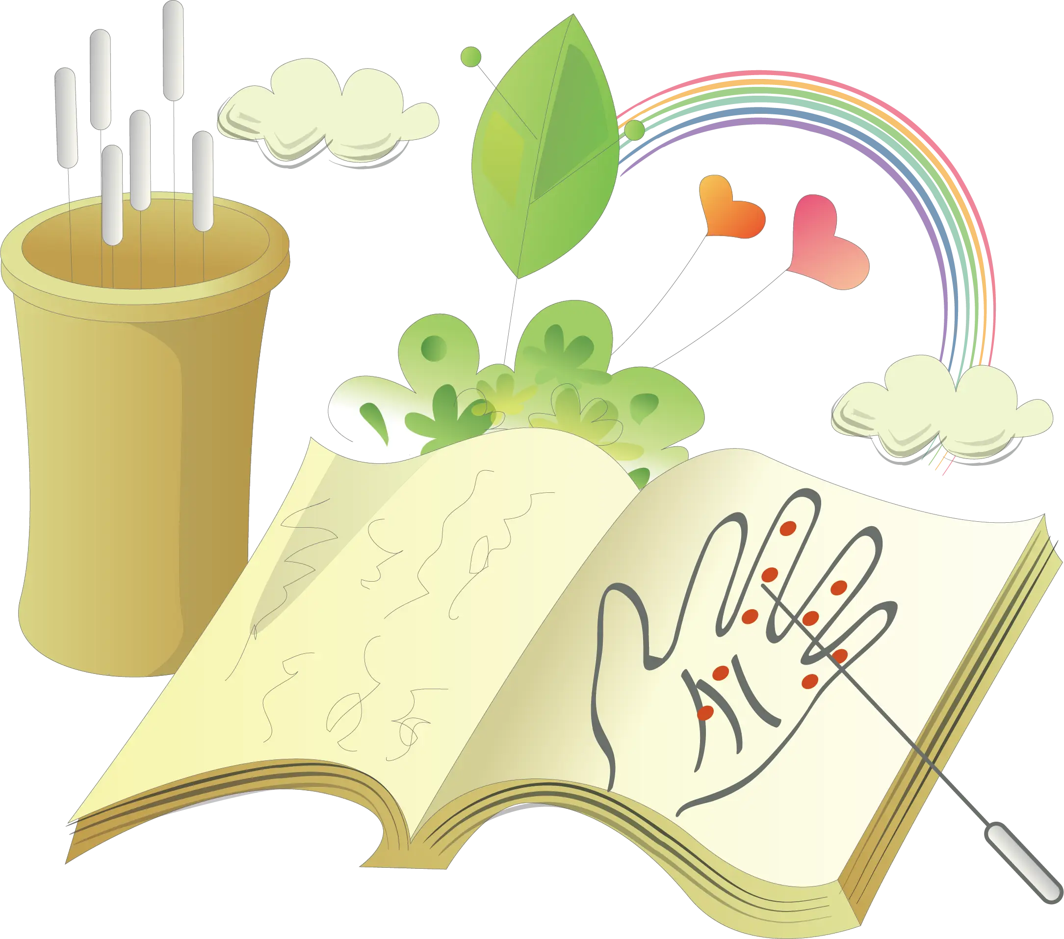 Open Book with Nature Elements