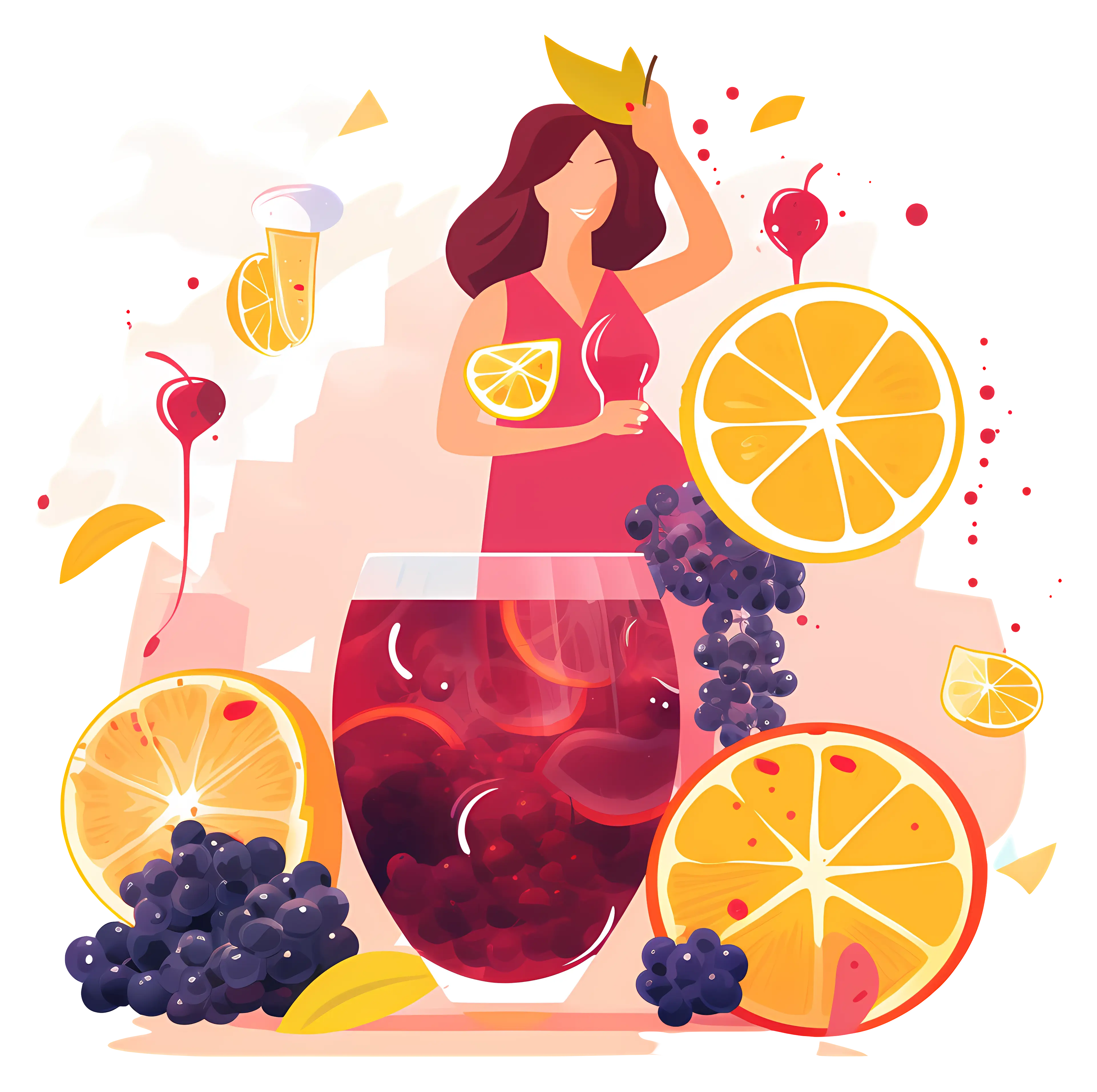 Refreshing Fruit Drink with Citrus and Grapes