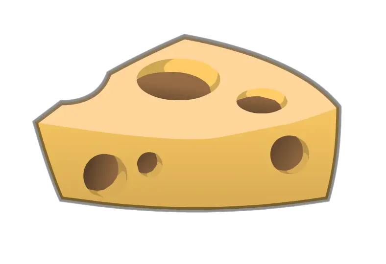 Cartoon Swiss Cheese Wedge with Holes