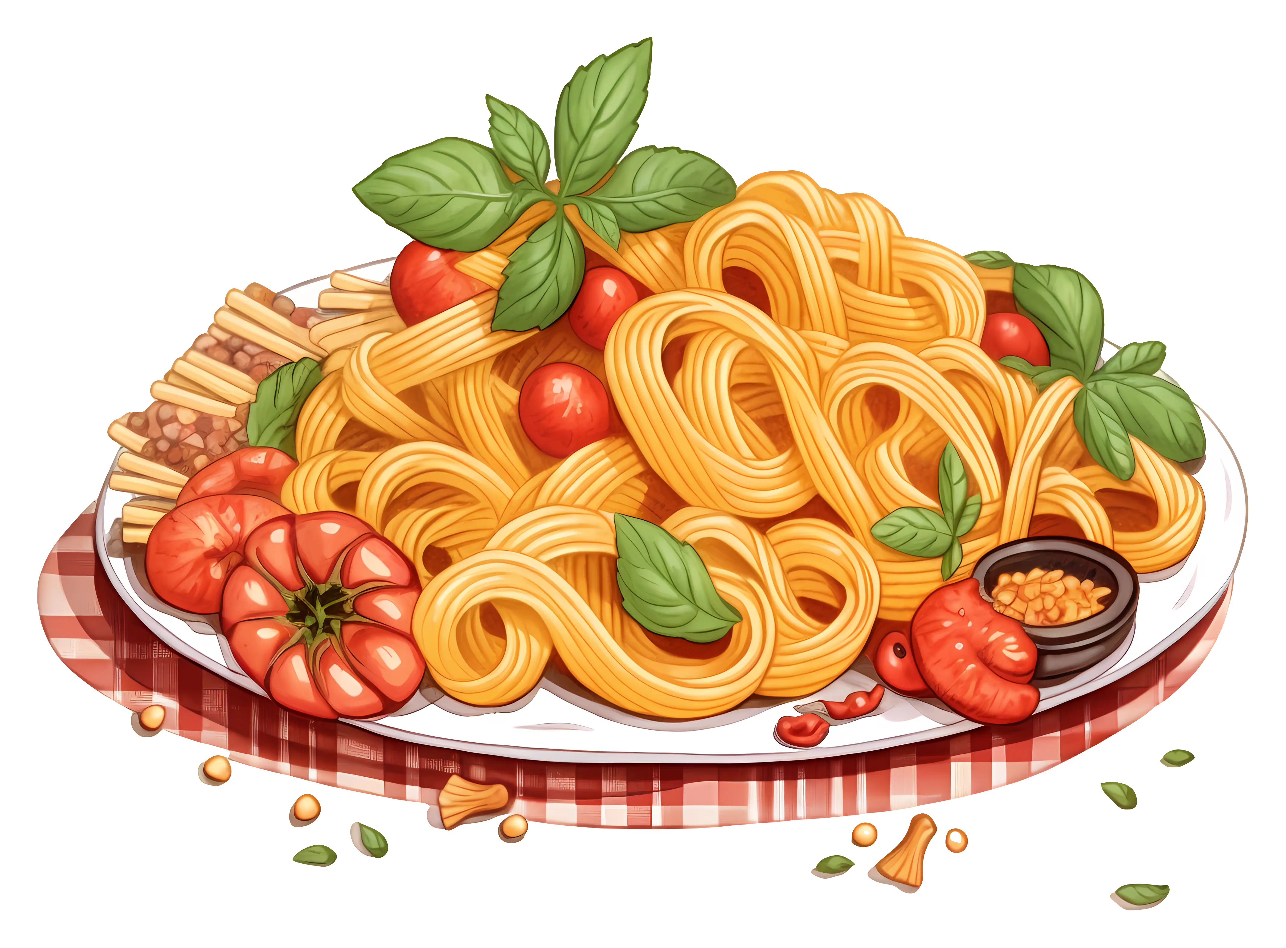Traditional Spaghetti Dish with Tomato and Basil