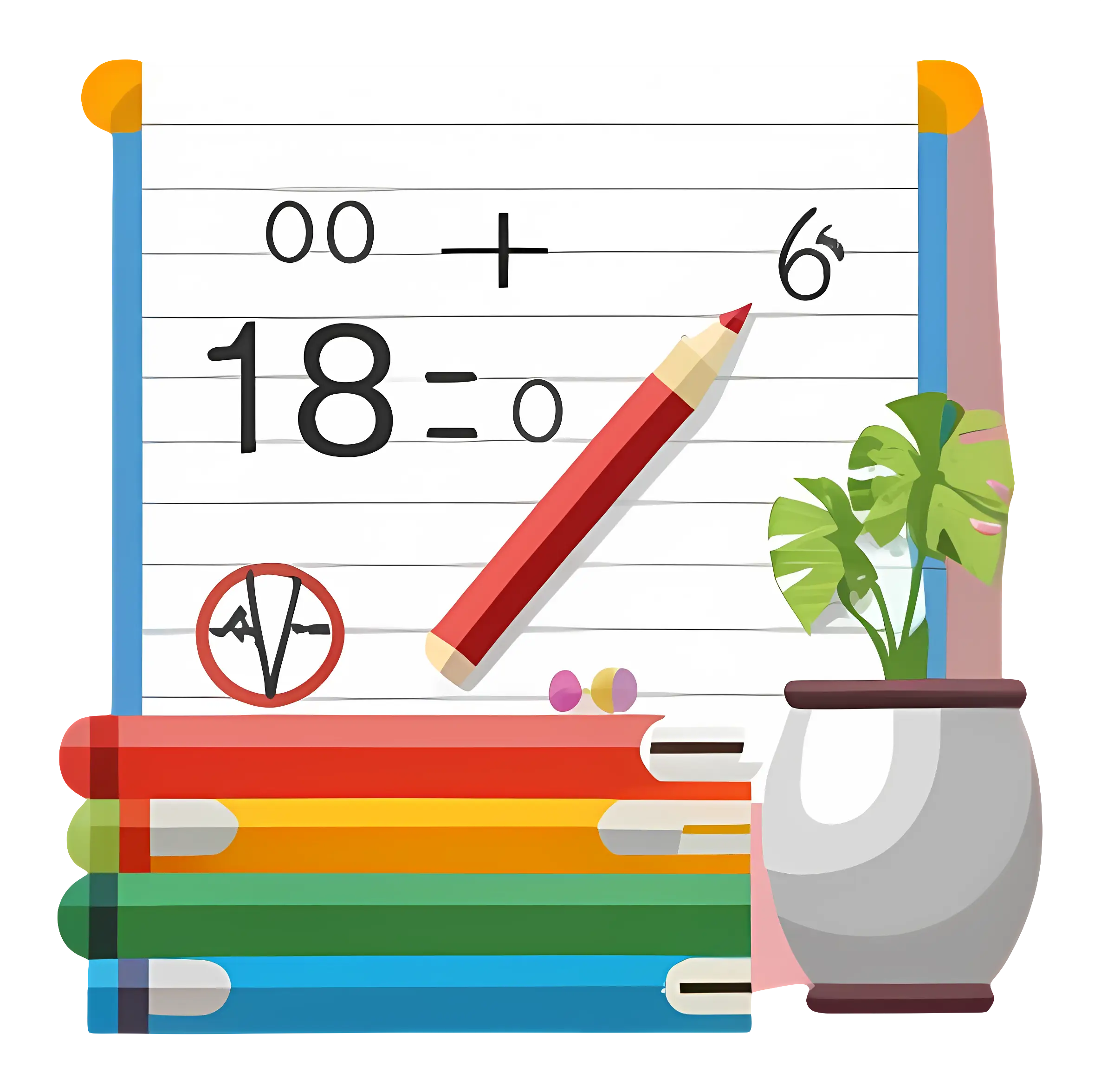 Math Notebook with School Supplies