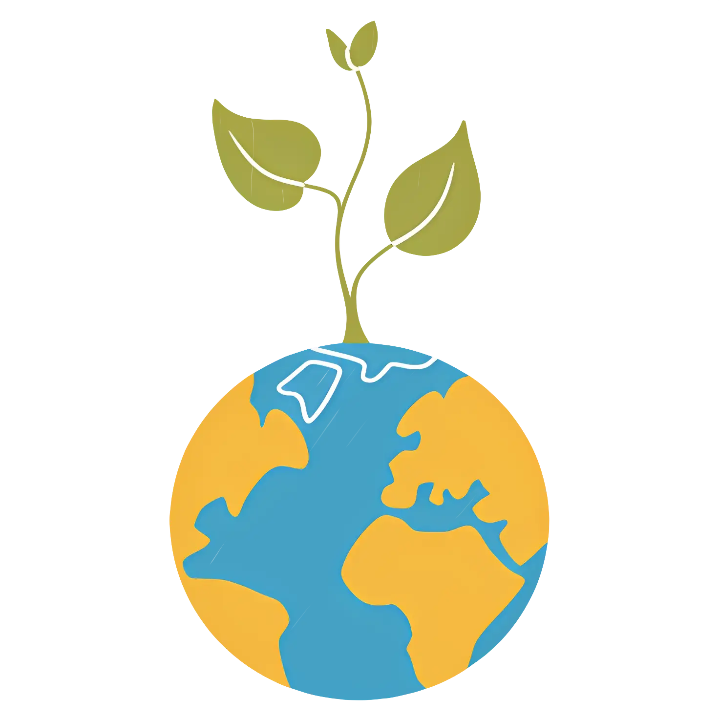 Earth Illustration with Plant Sprout Symbolizing Sustainability