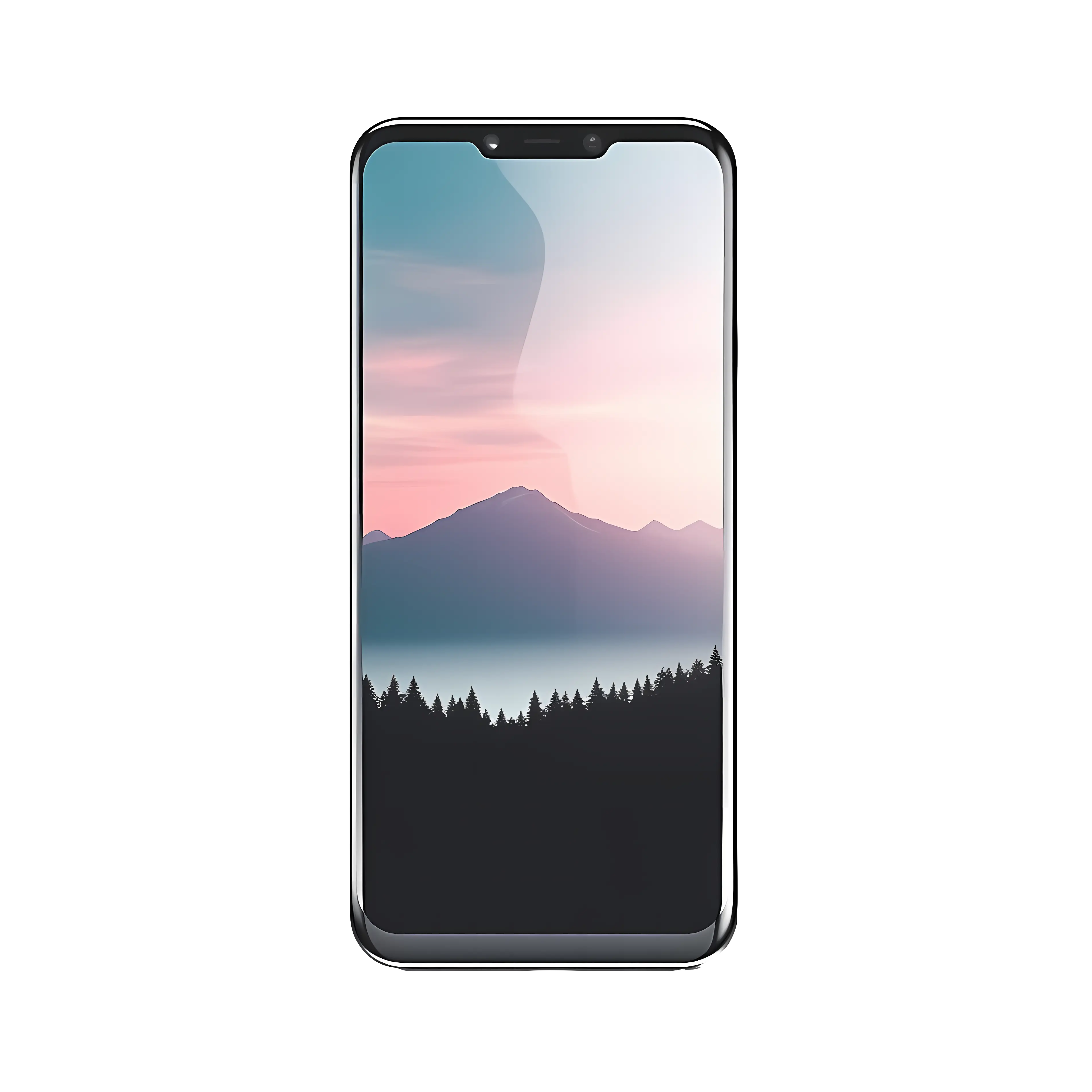 Modern Smartphone with Mountainous Wallpaper
