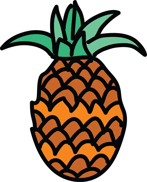 Tropical Pineapple Illustration in Cartoon Style