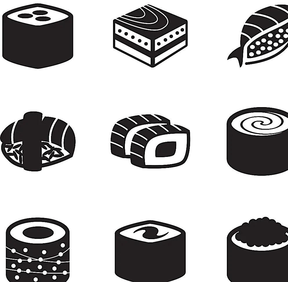 Black and White Sushi Icons
