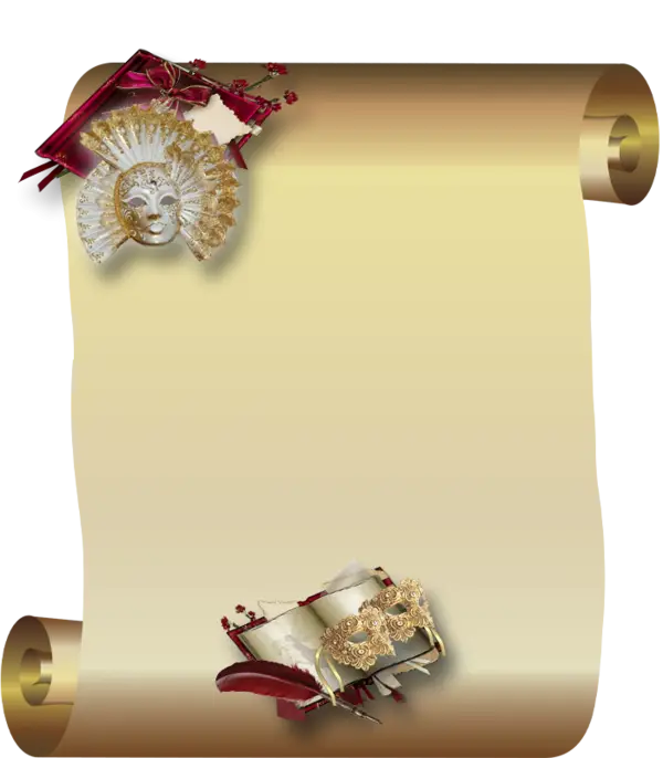 Decorative Scroll with Masks