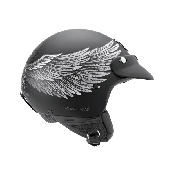 Motorcycle Helmet with Wing Design