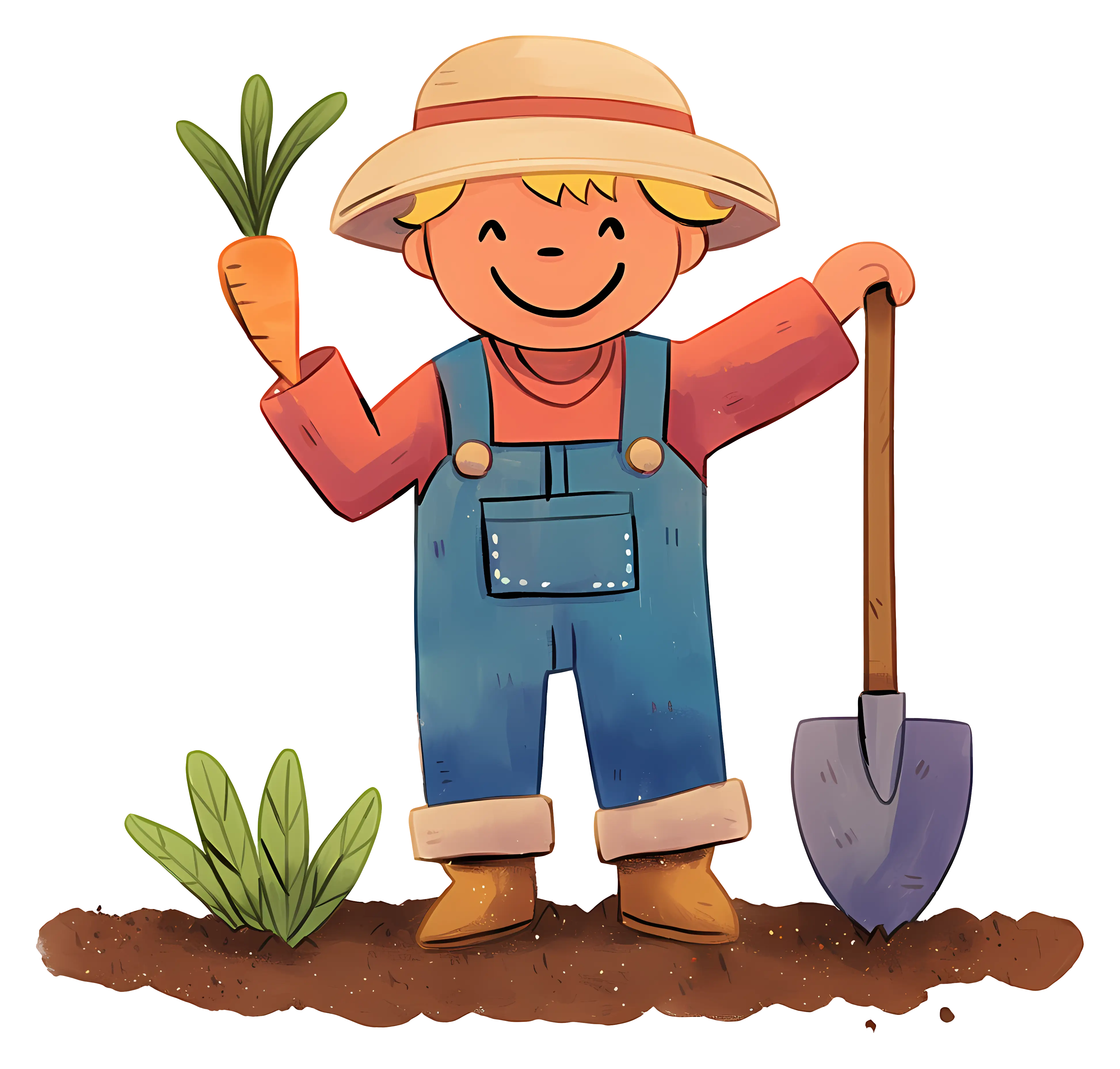 Cartoon Farmer Holding a Carrot