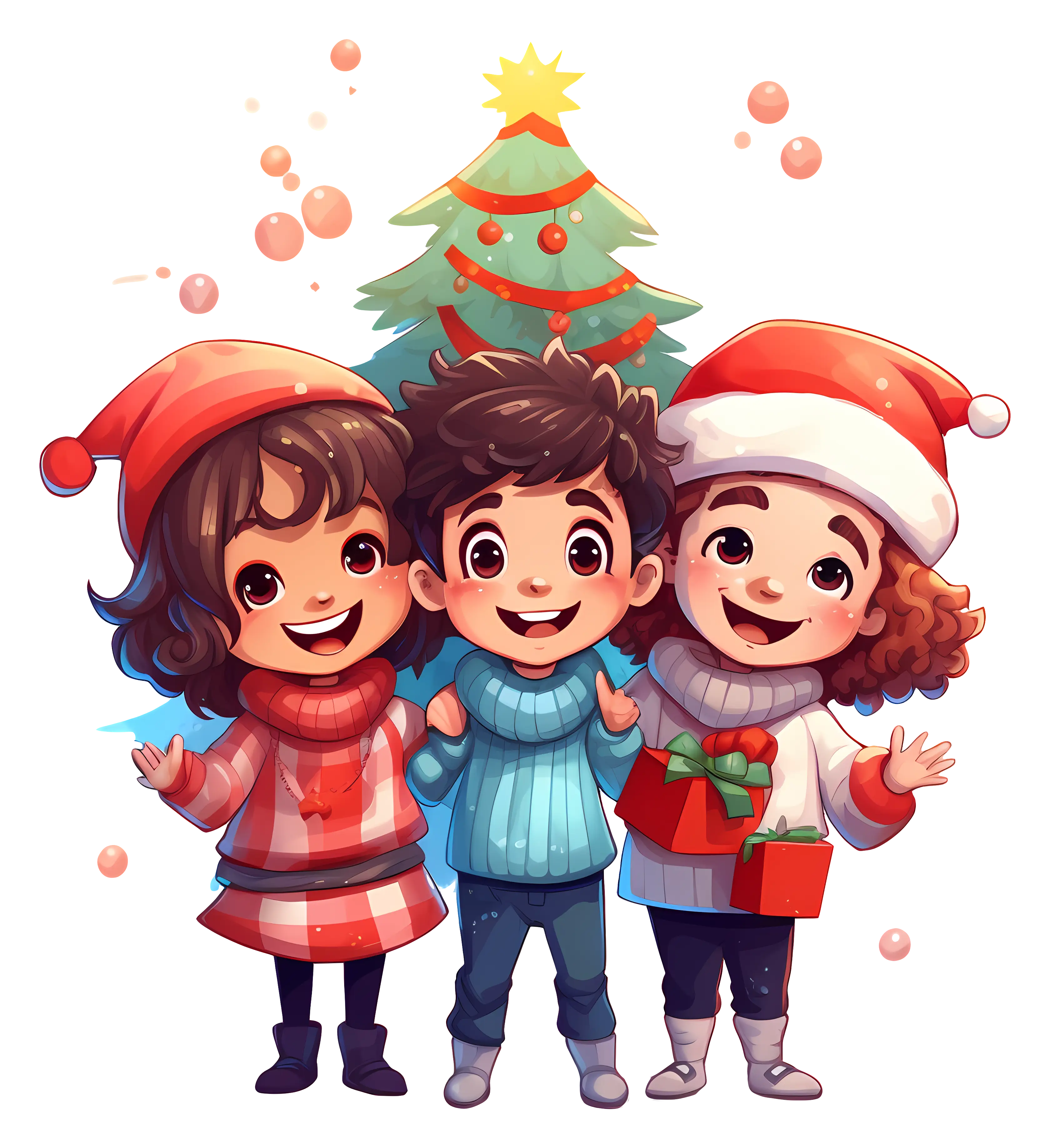 Kids Celebrating Christmas Illustration