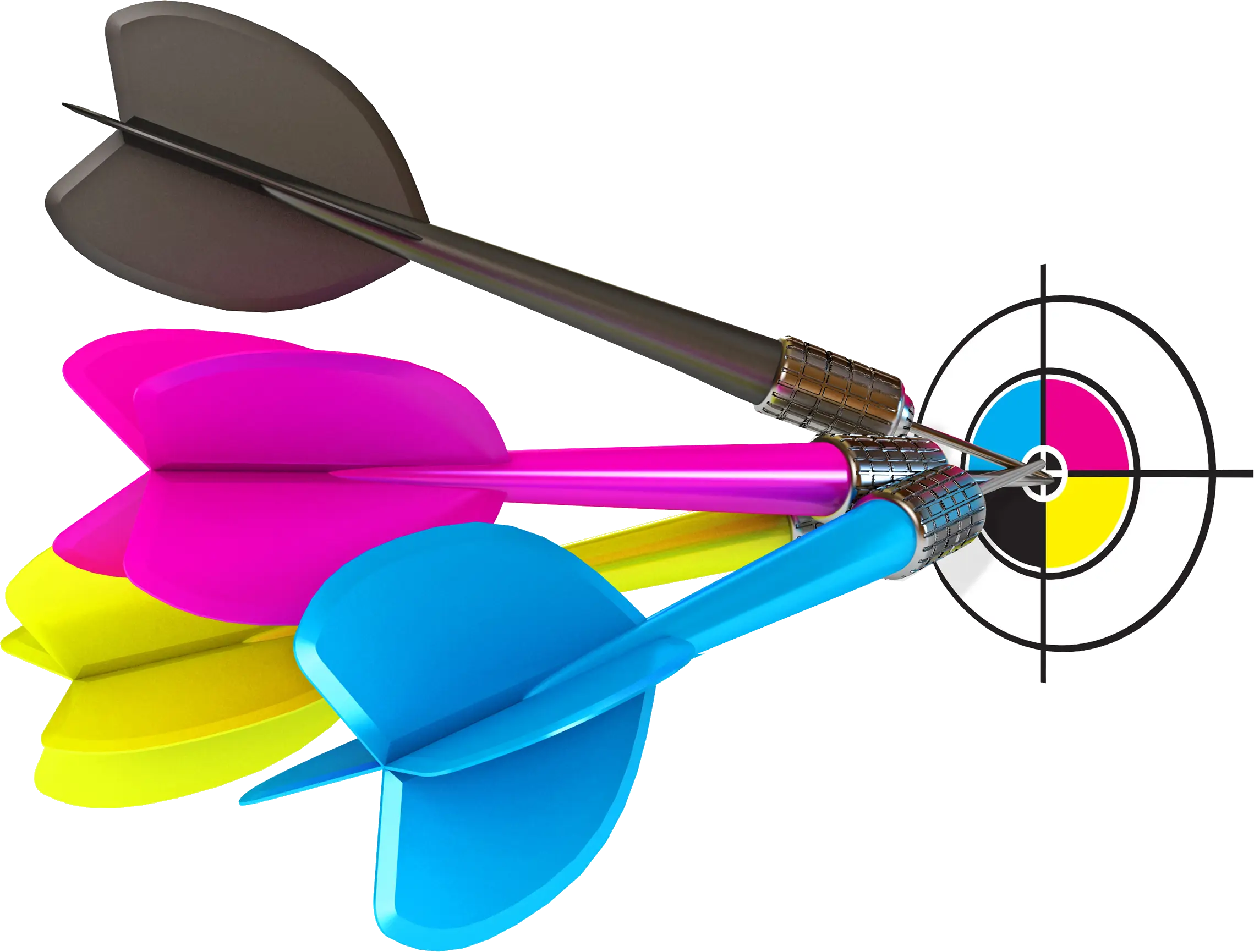 Colorful Darts and Target Illustration