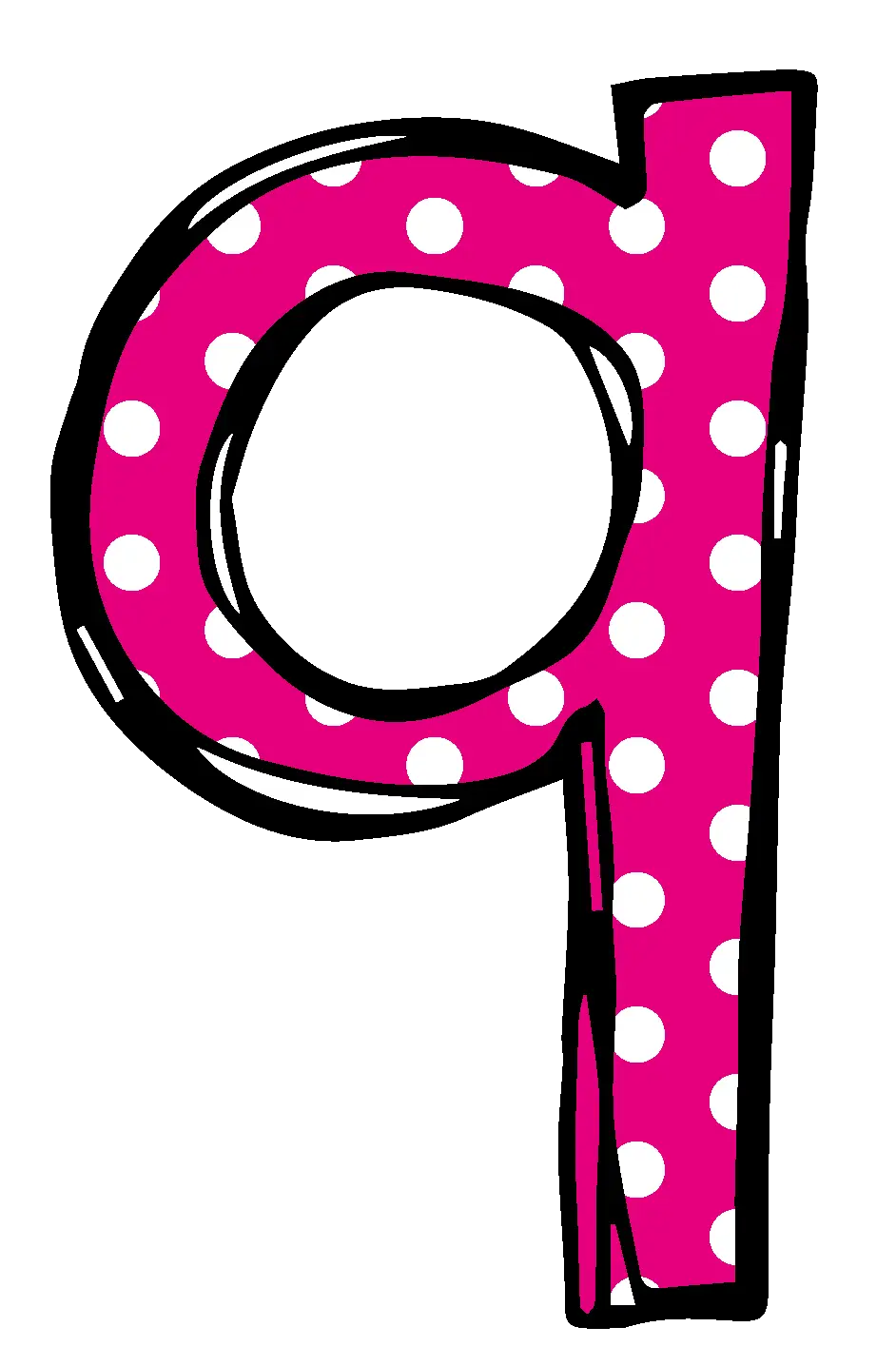 Stylized Pink Polka-Dot Letter &#039;q&#039;