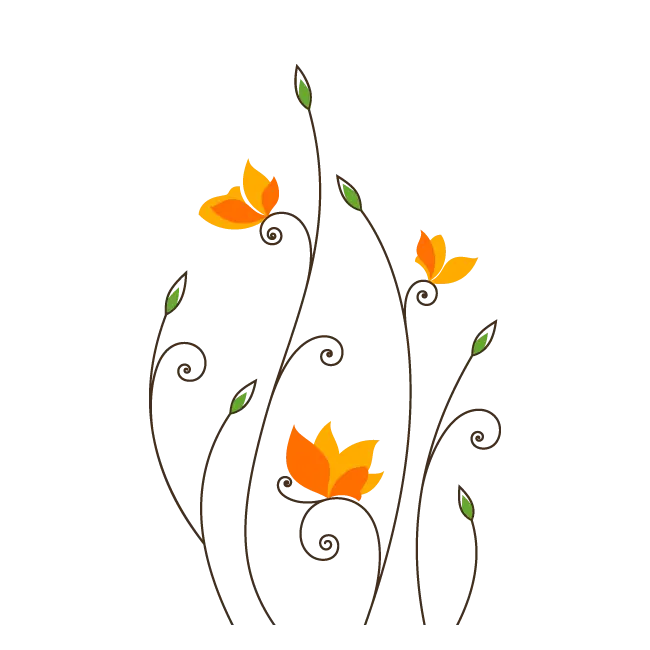 Orange Flowers with Green Leaves